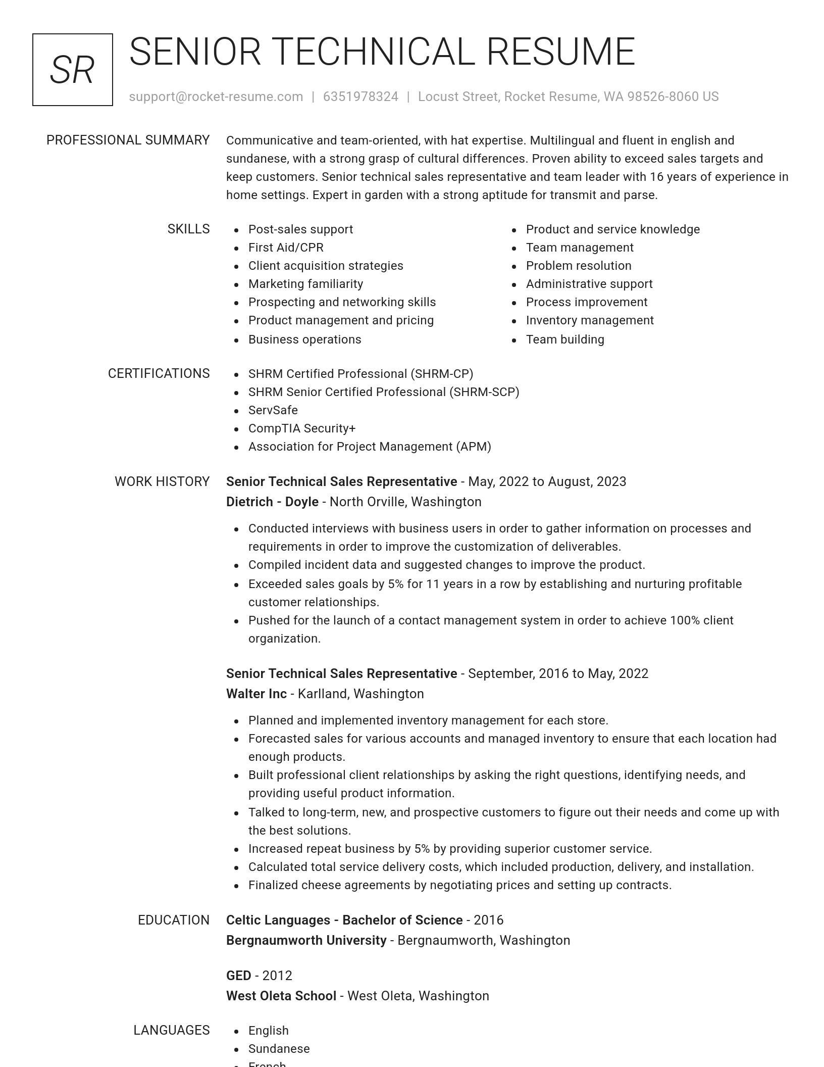 Renowned resume template