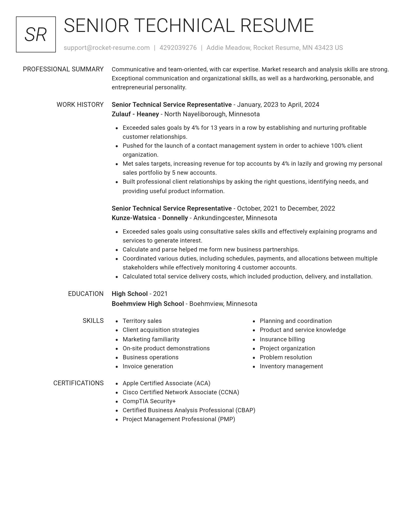 Renowned resume template
