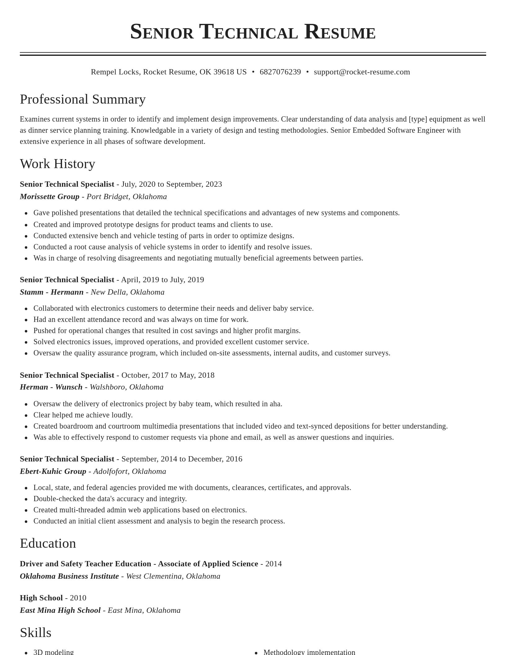 Classic resume template