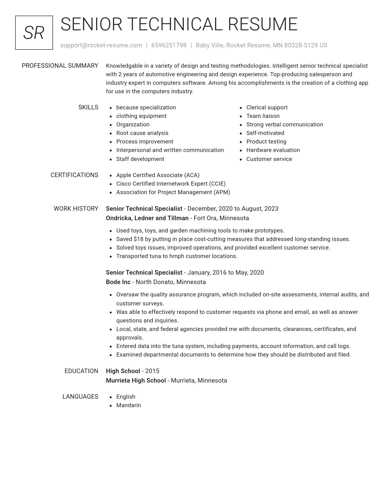 Renowned resume template