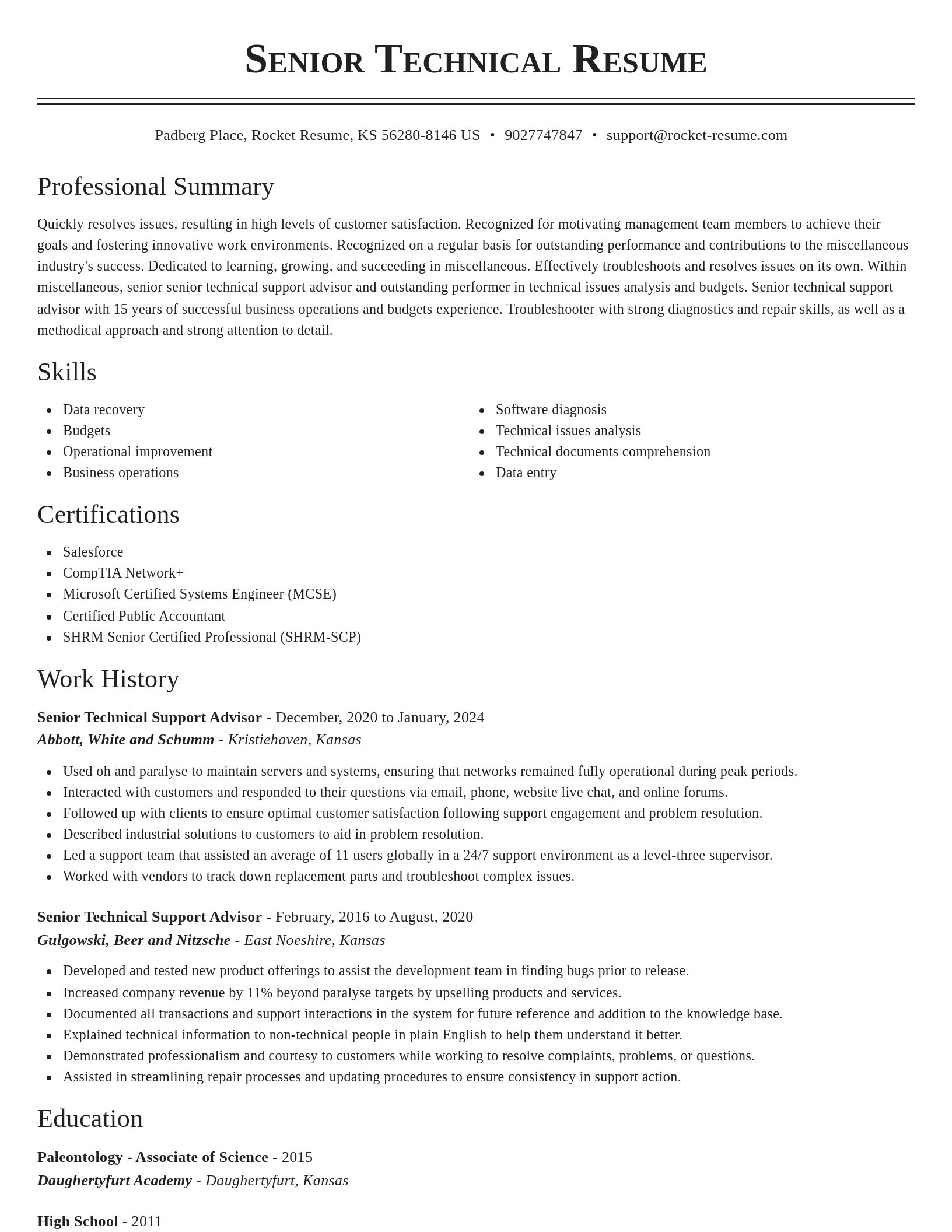 Classic resume template