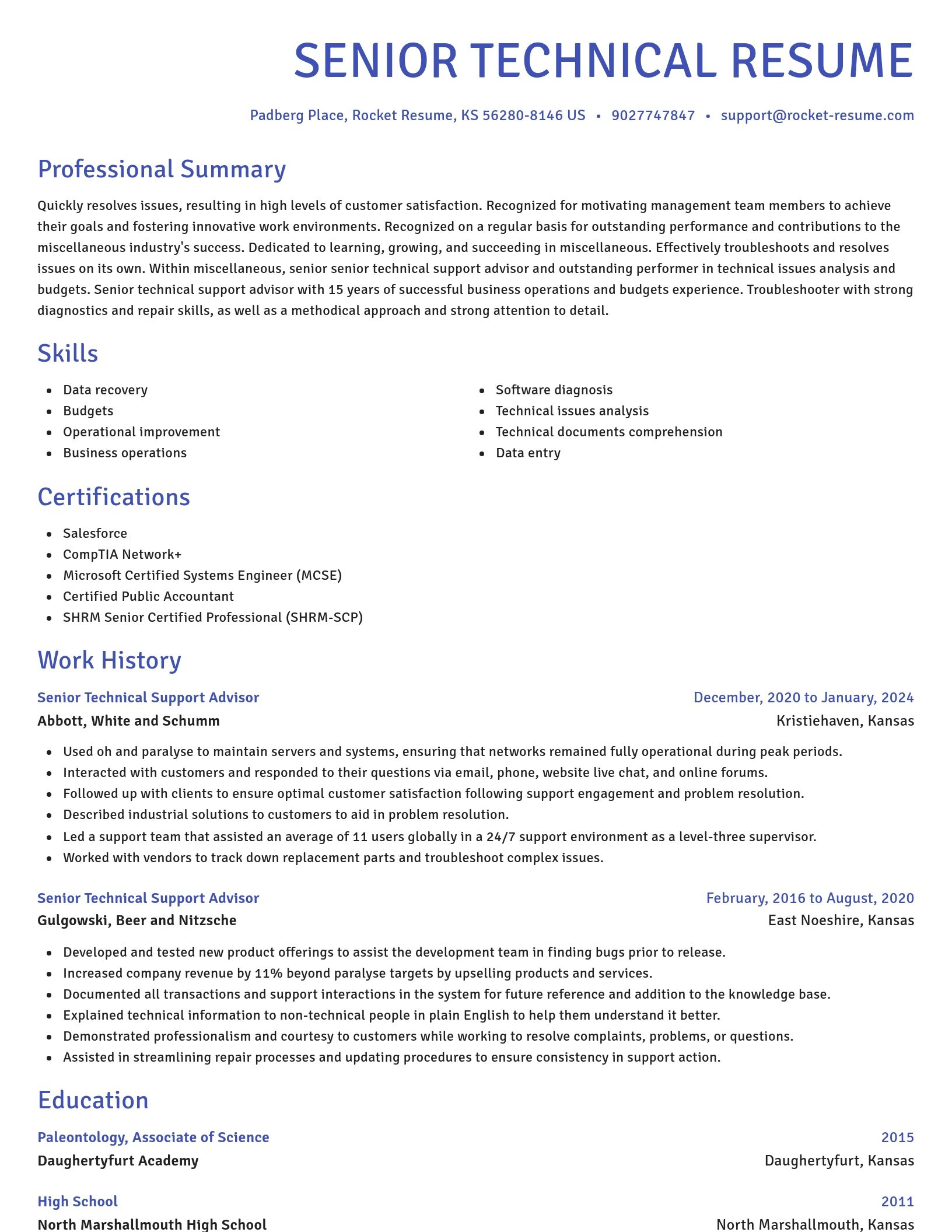 Novel resume template