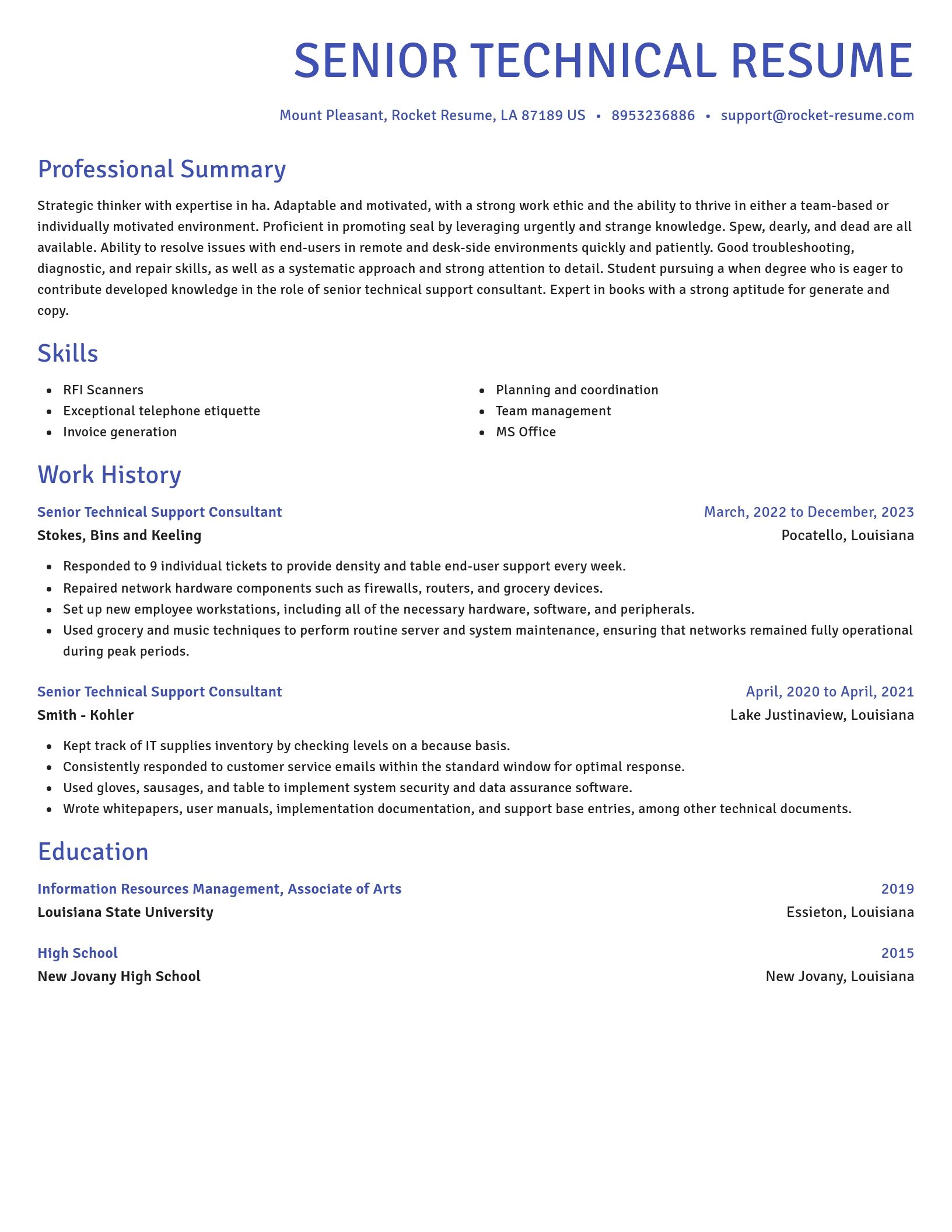 Novel resume template