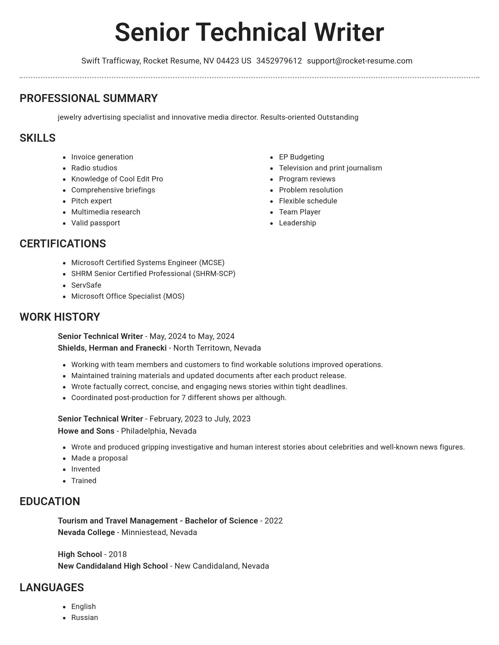 Brilliant resume template