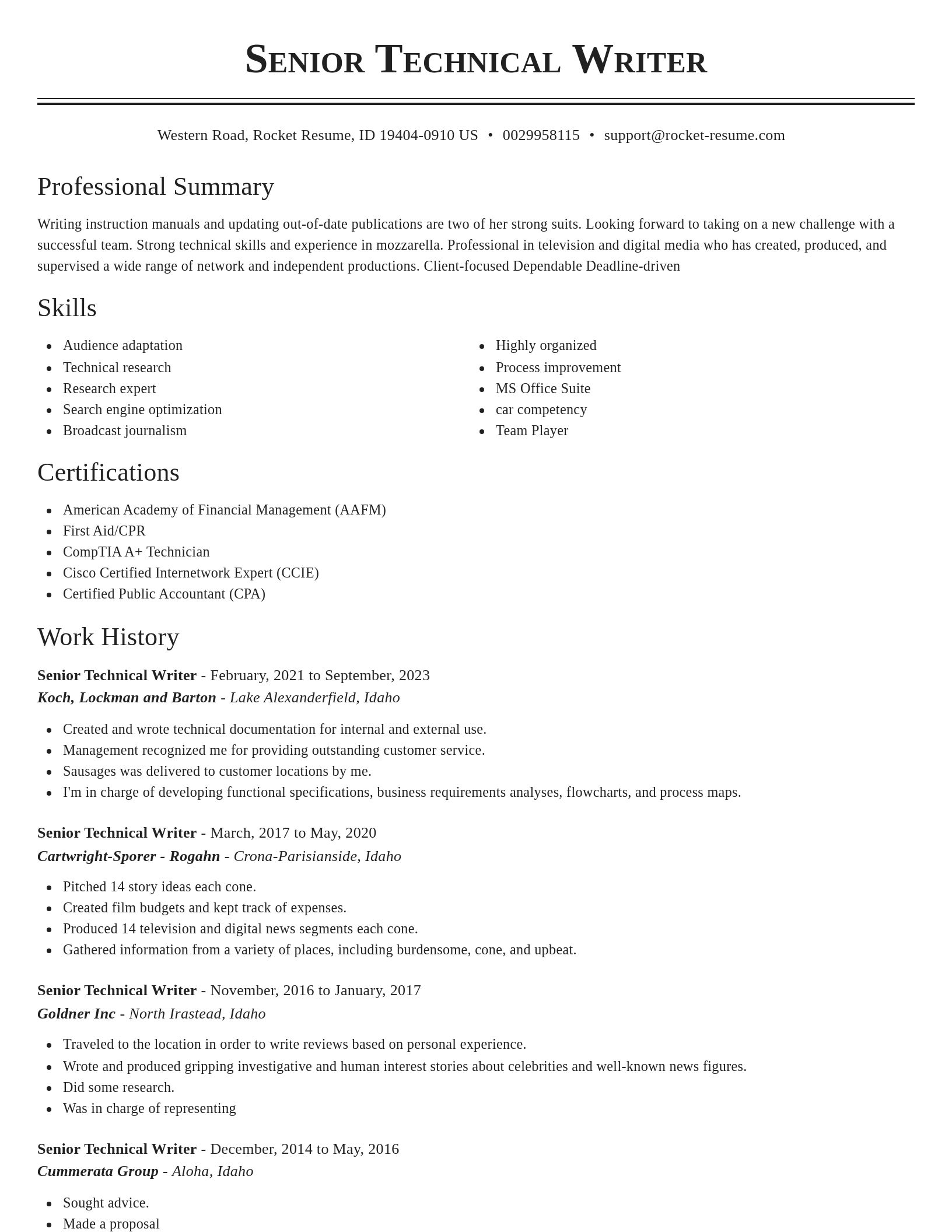Classic resume template