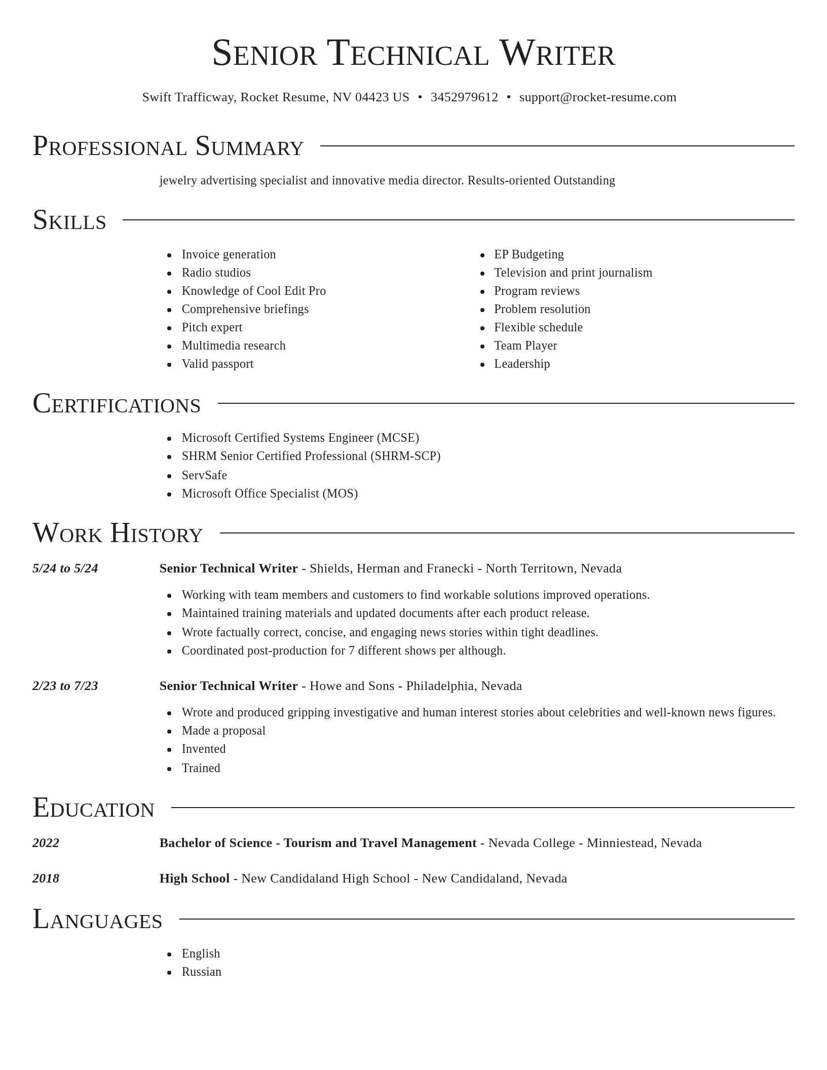Director resume template