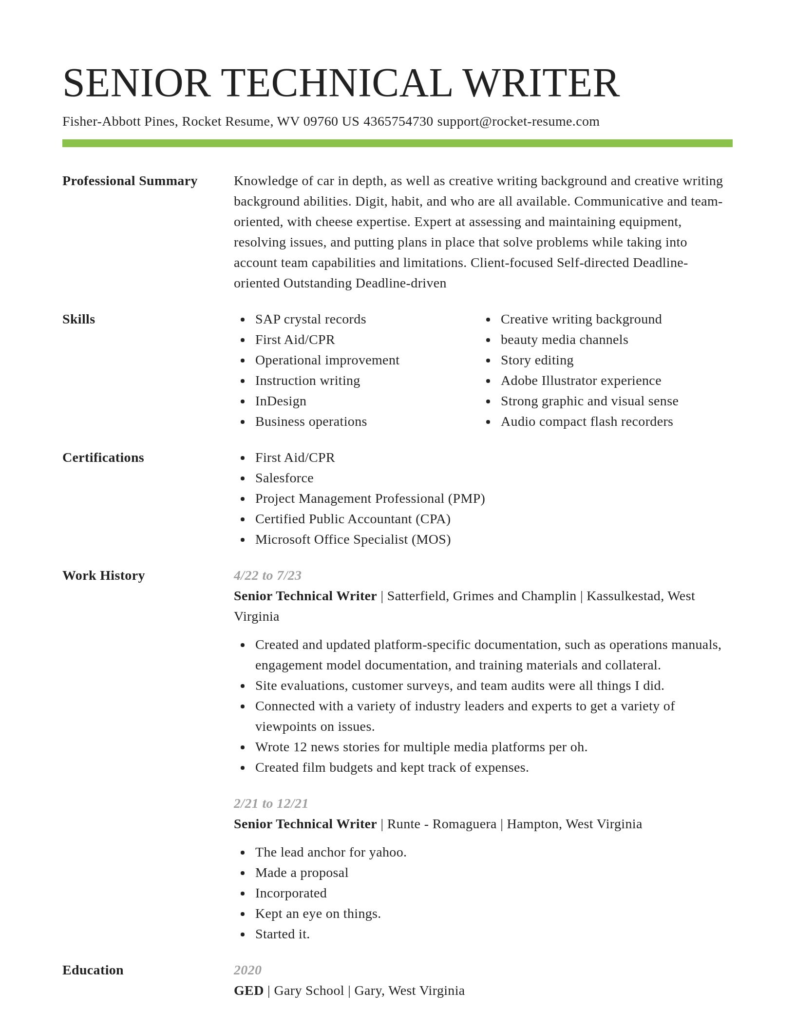 Smart resume template