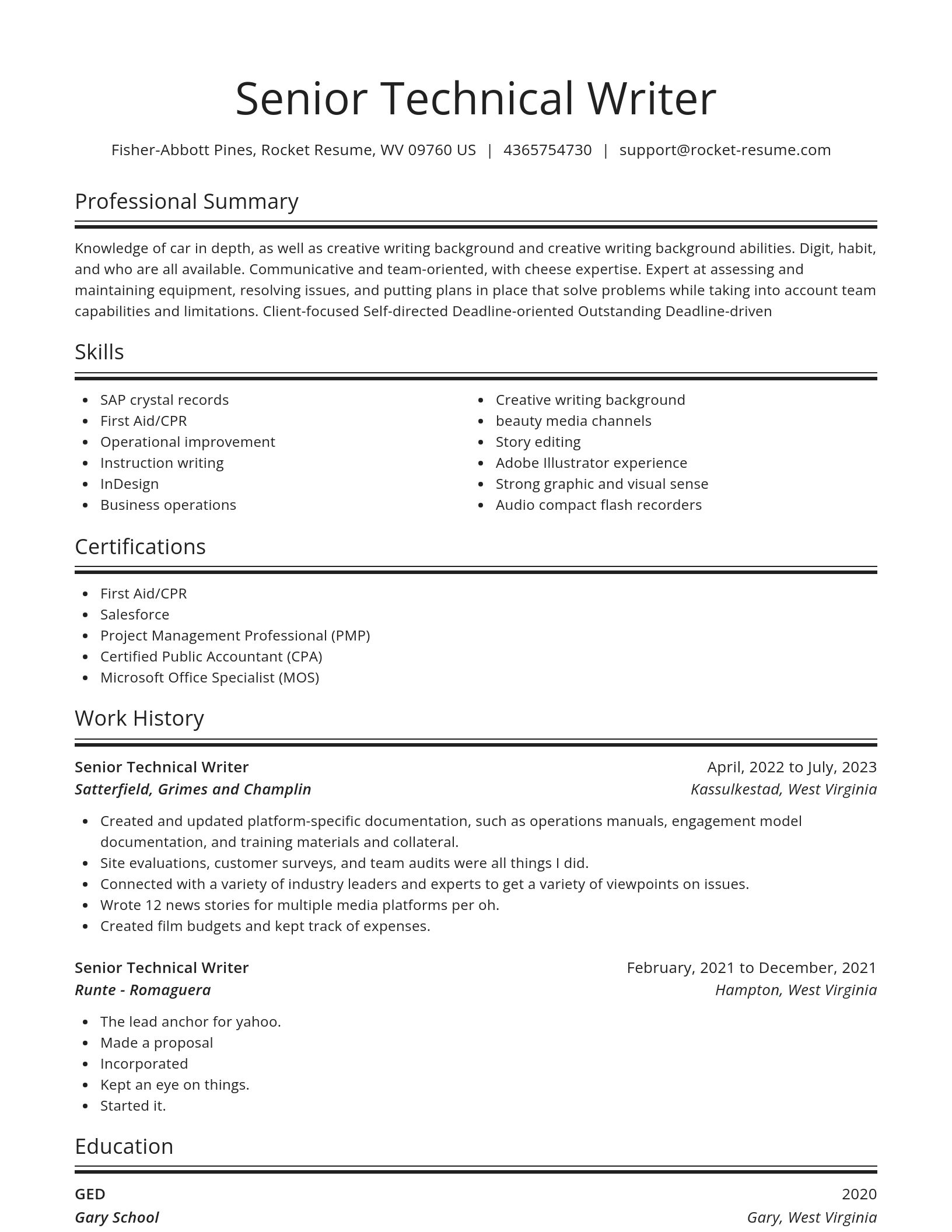 Spotlight resume template