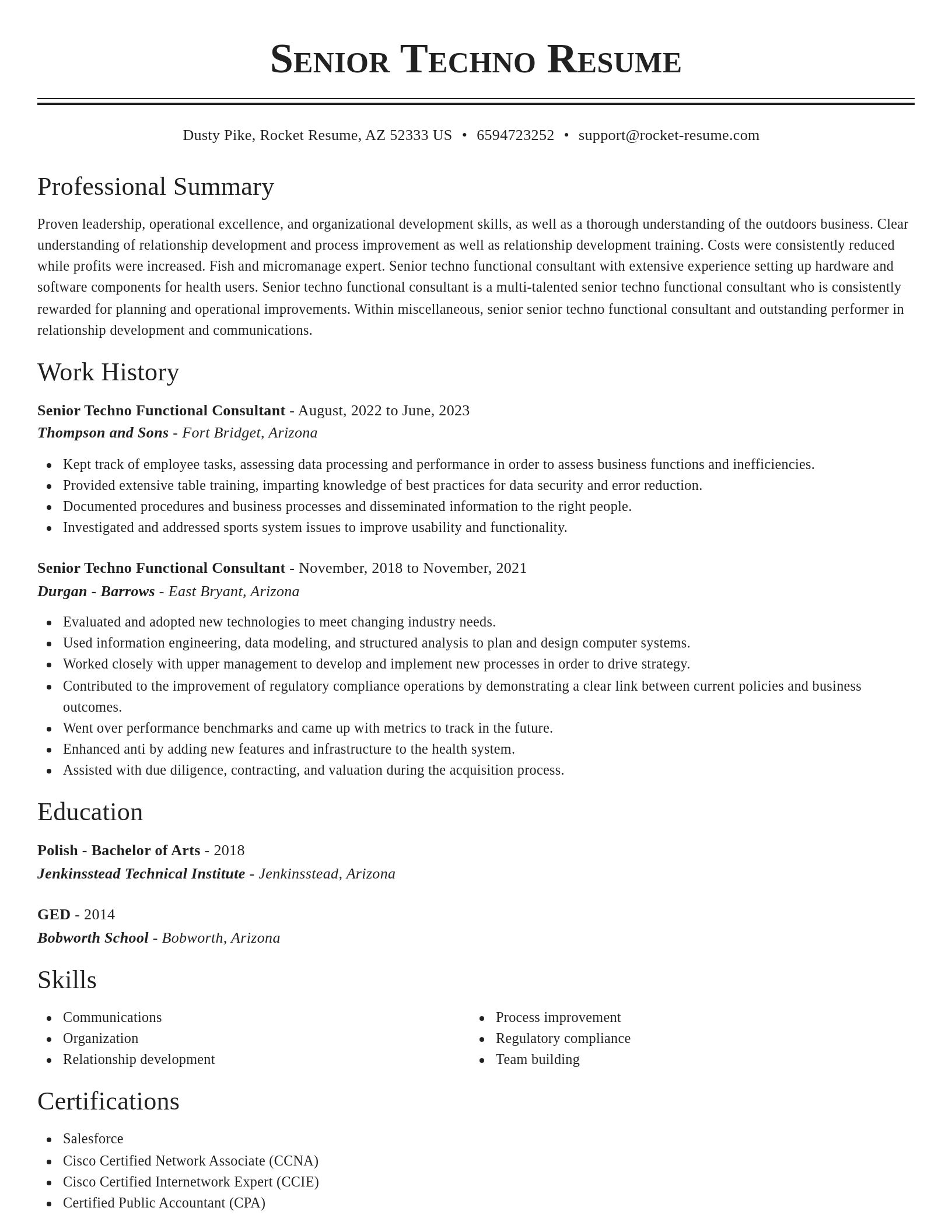 Classic resume template