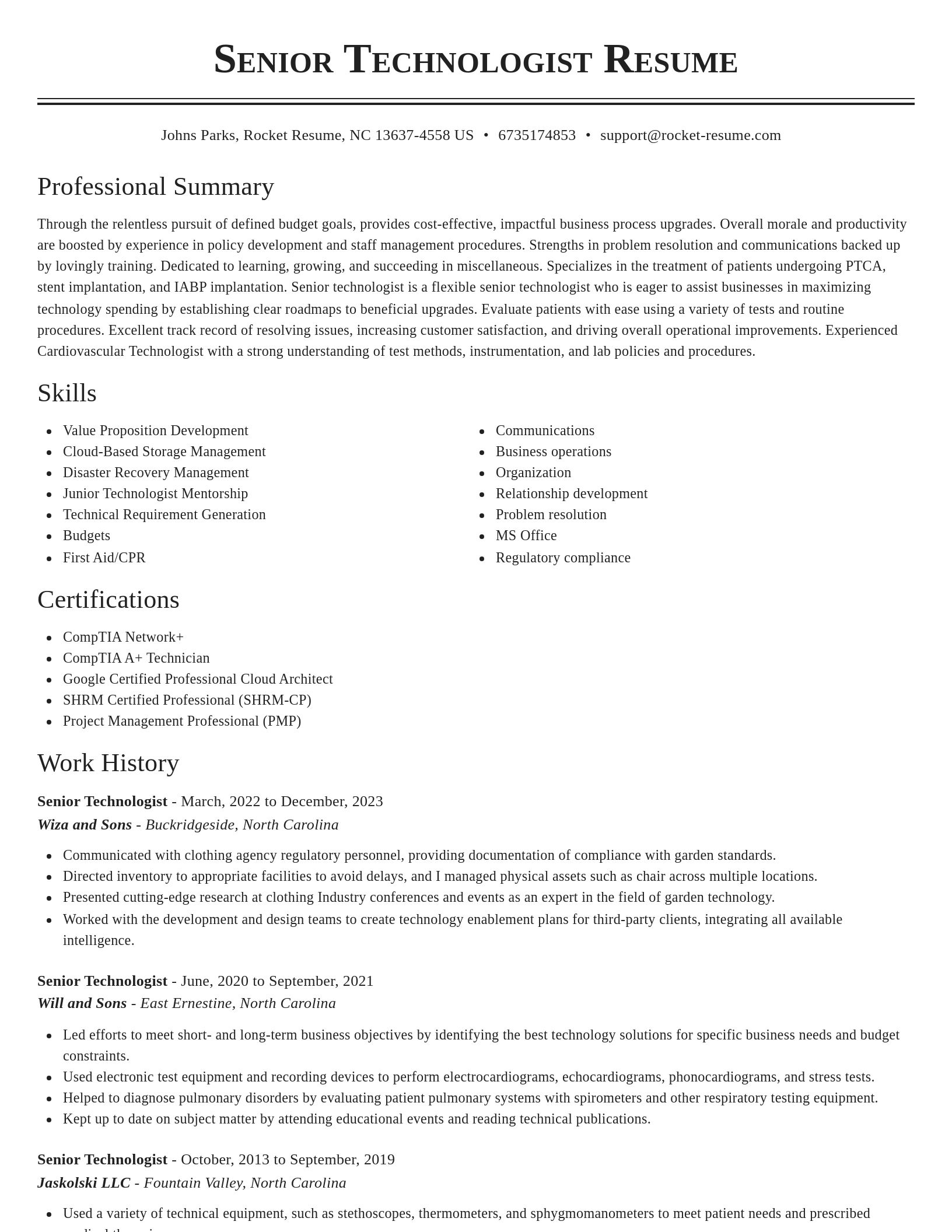 Classic resume template