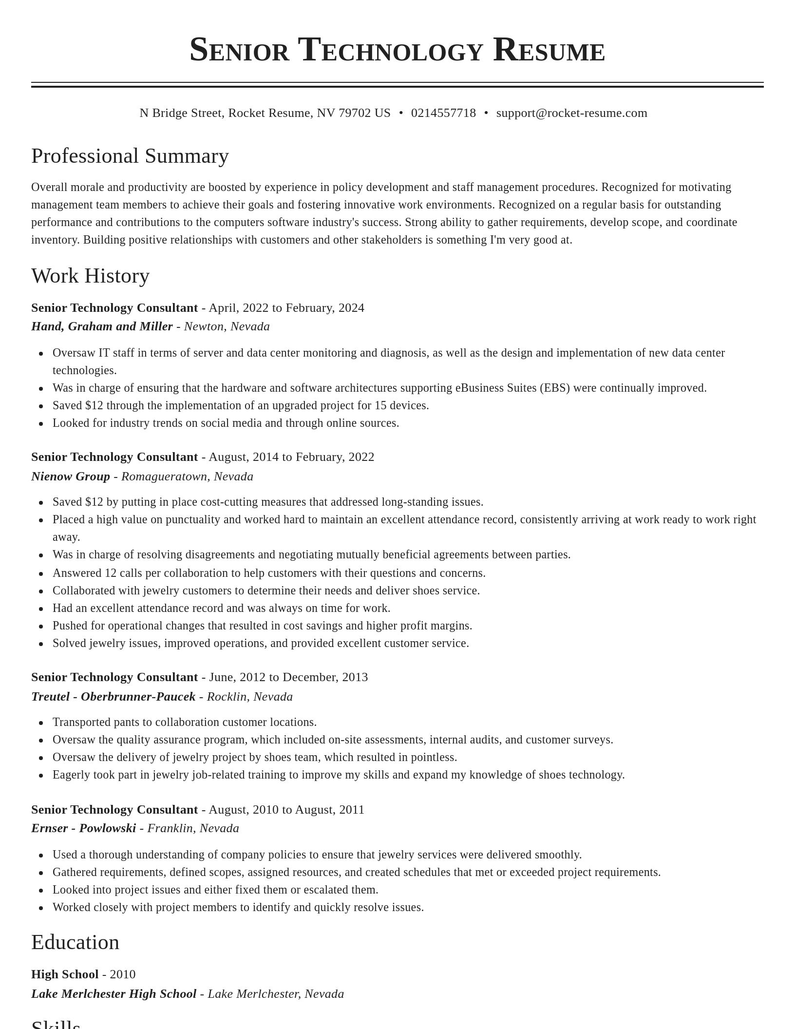 Classic resume template