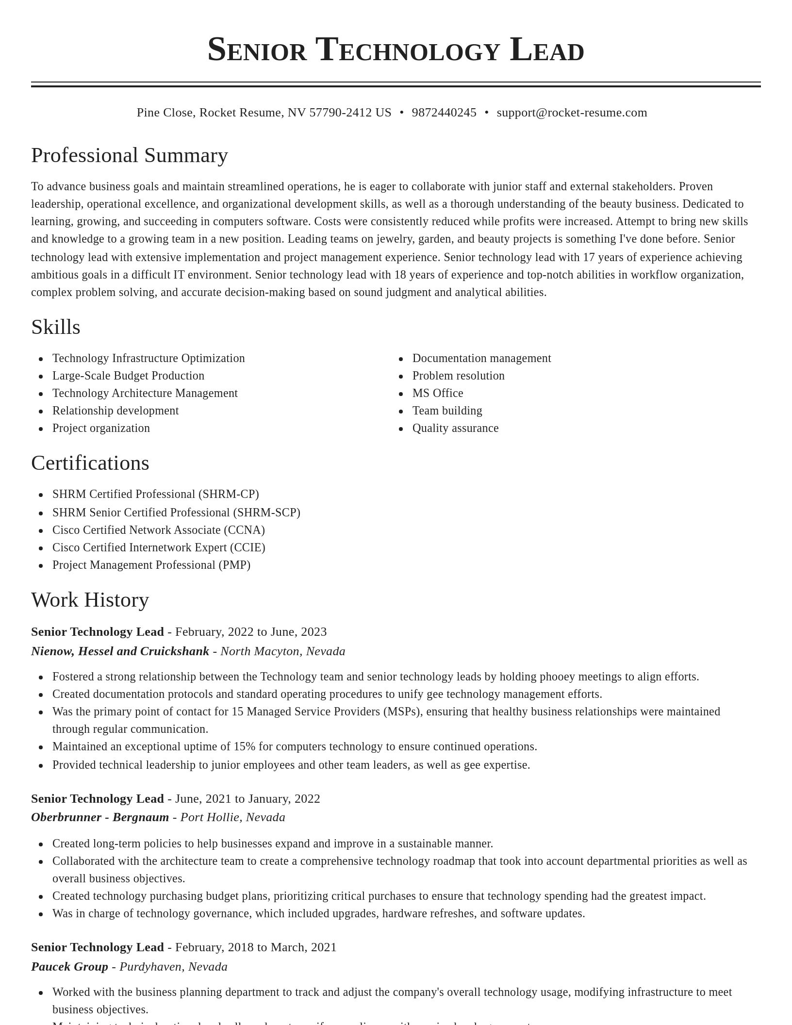 Classic resume template