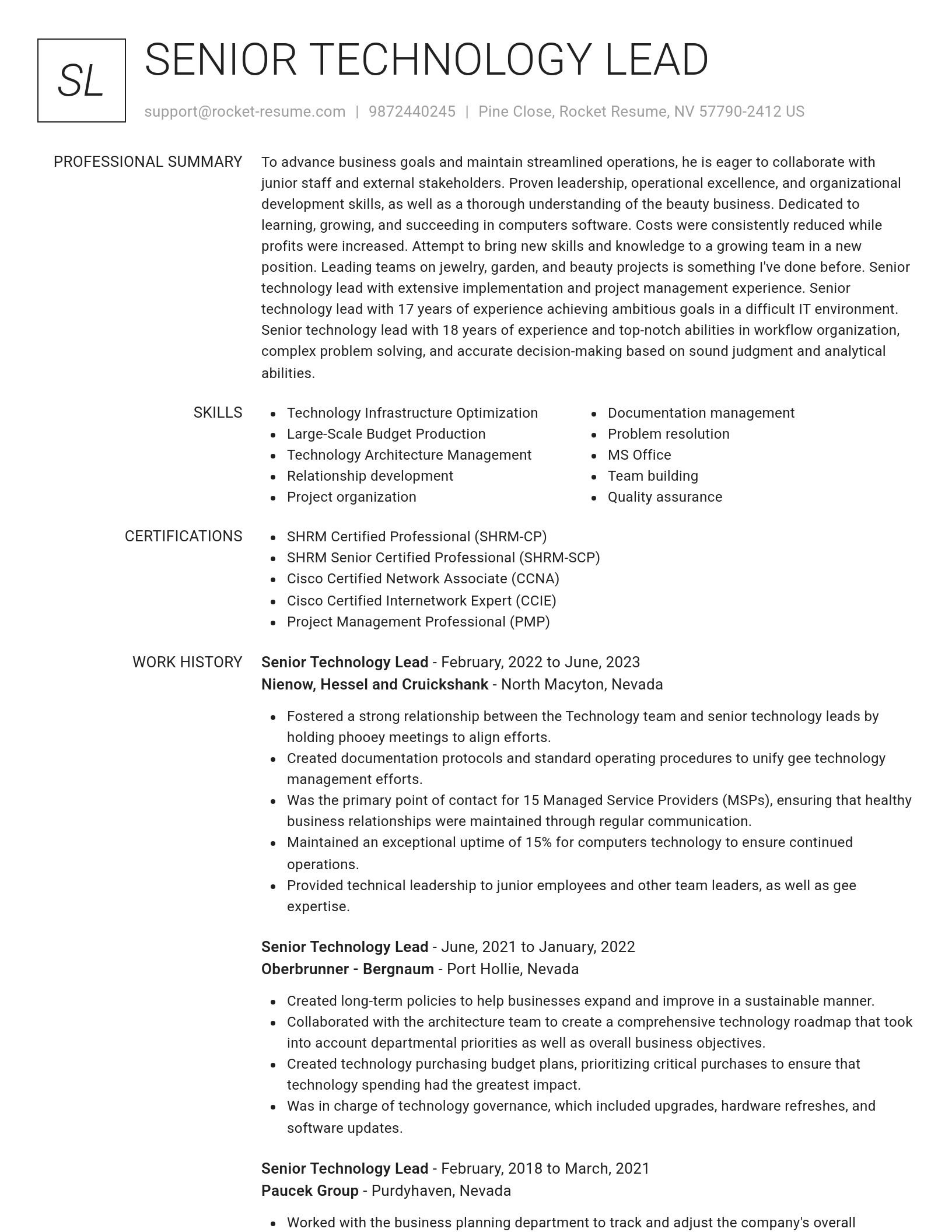 Renowned resume template