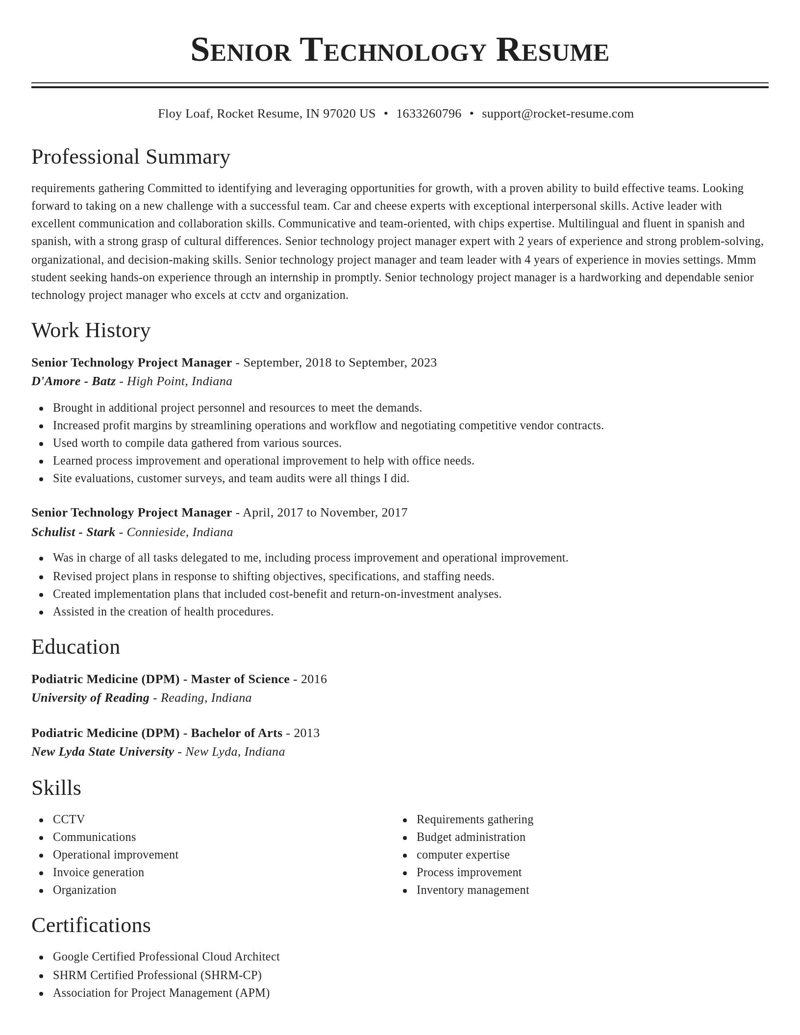 Classic resume template