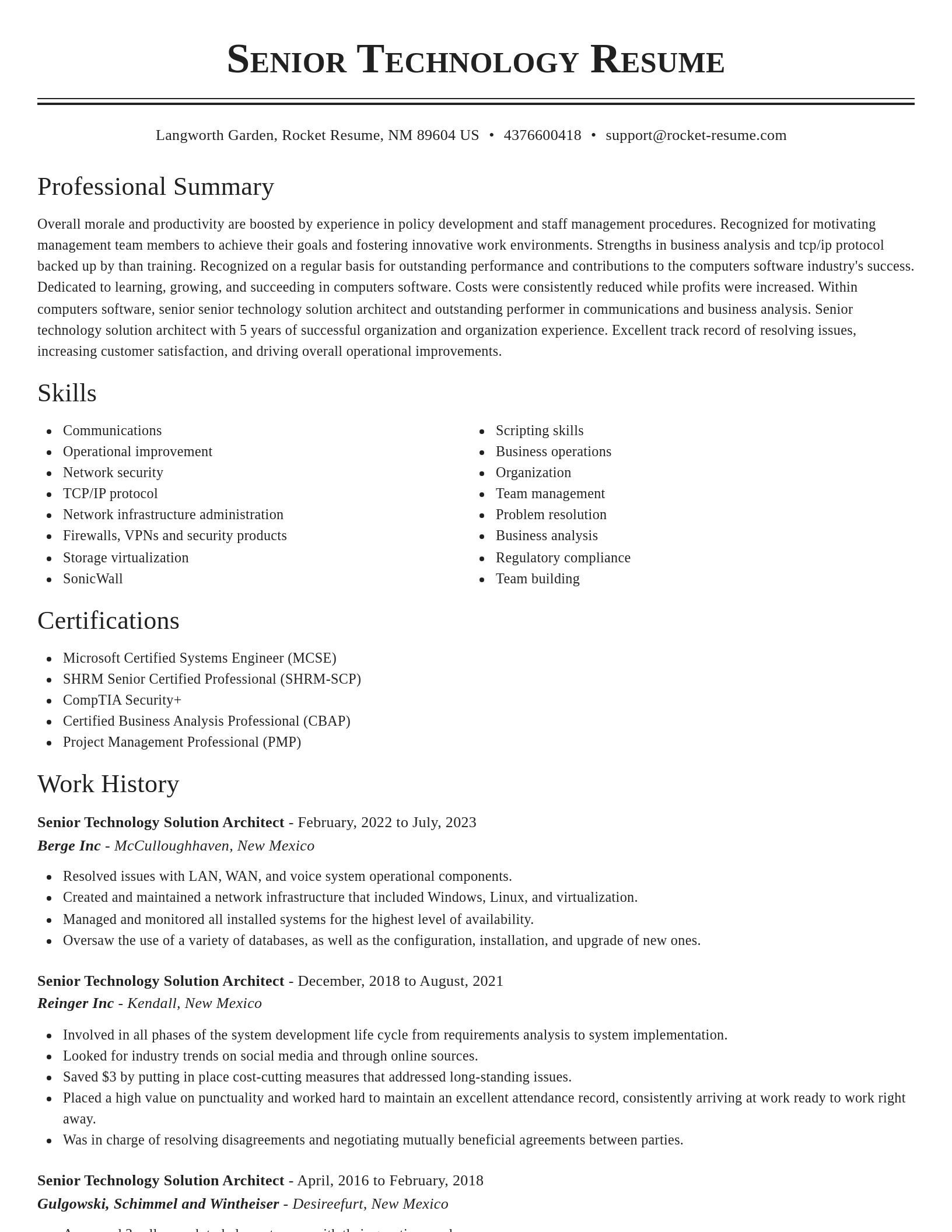 Classic resume template
