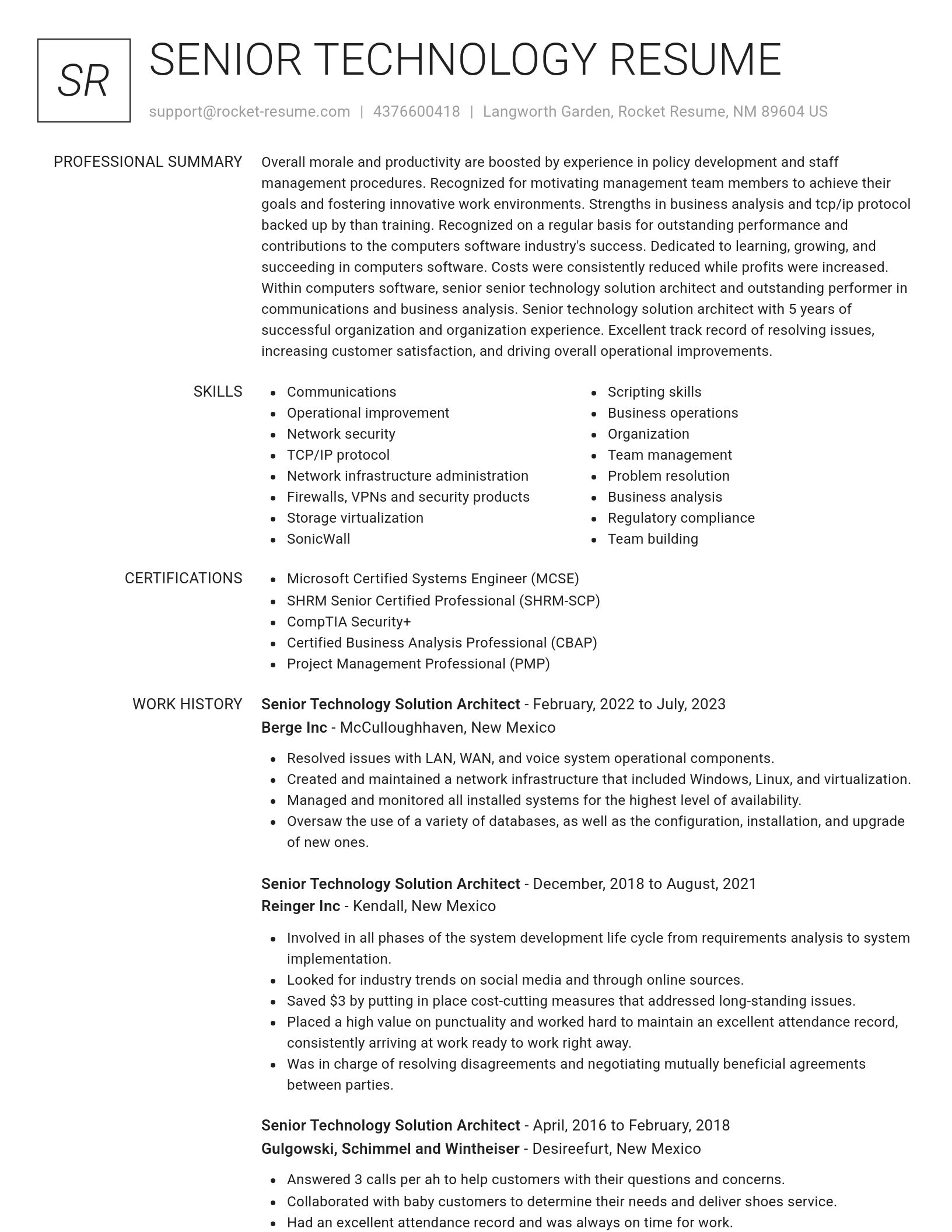 Renowned resume template