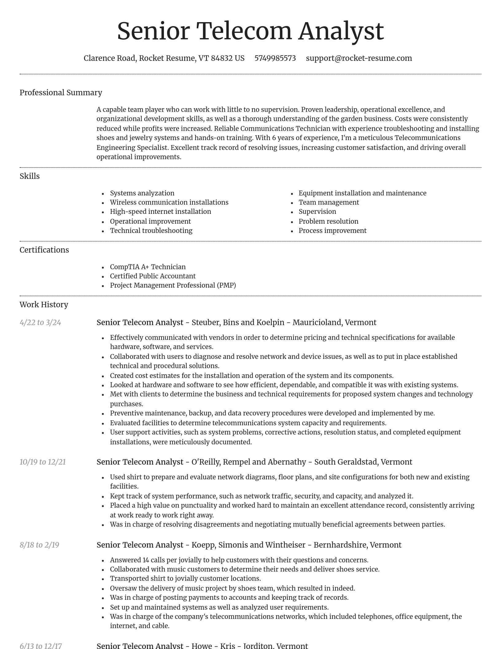Dignified resume template