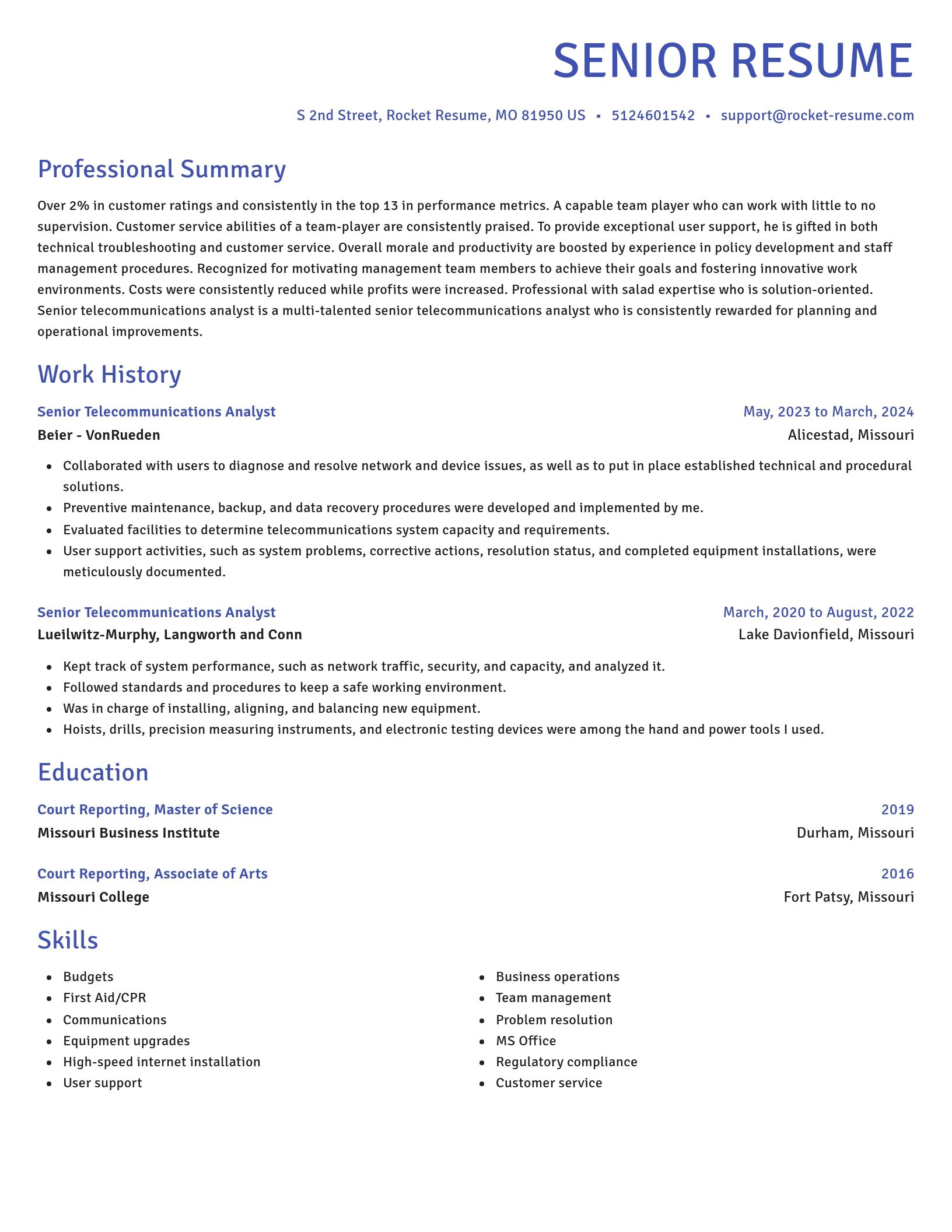 Novel resume template