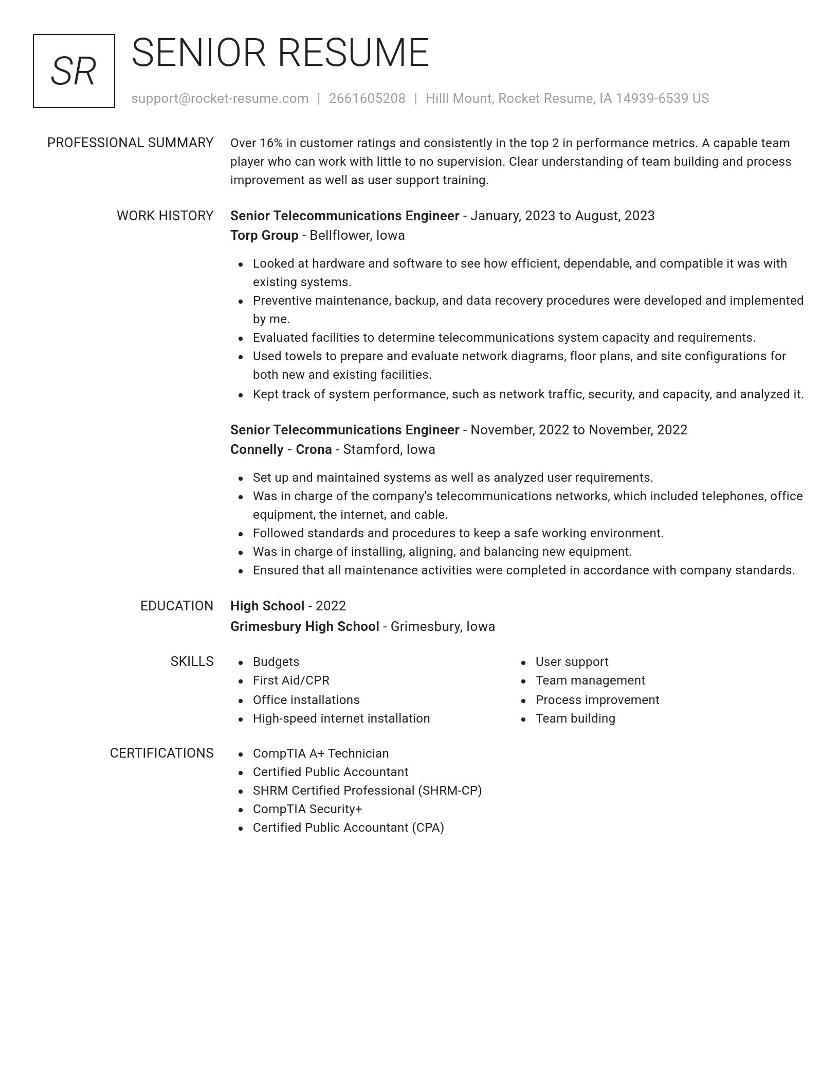 Renowned resume template