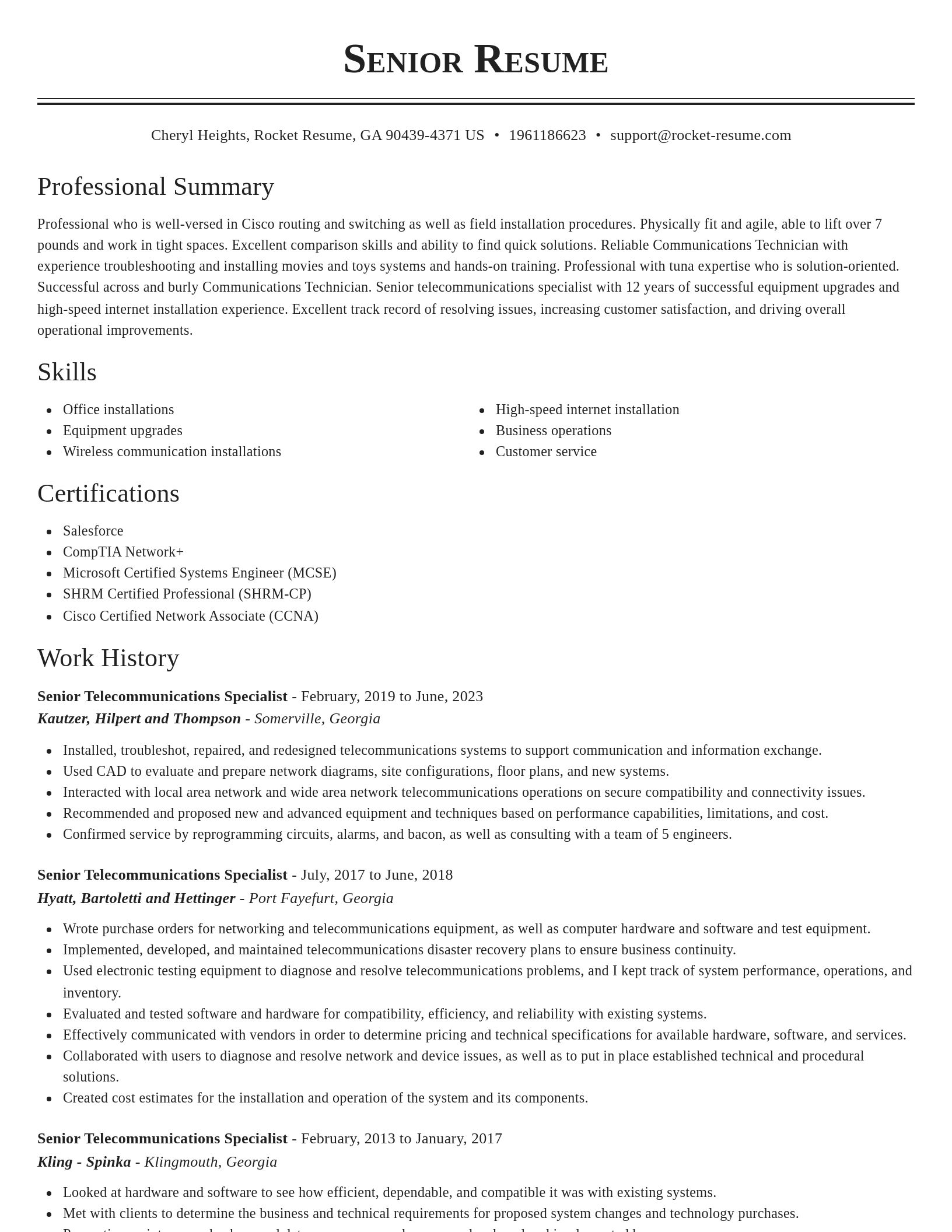 Classic resume template