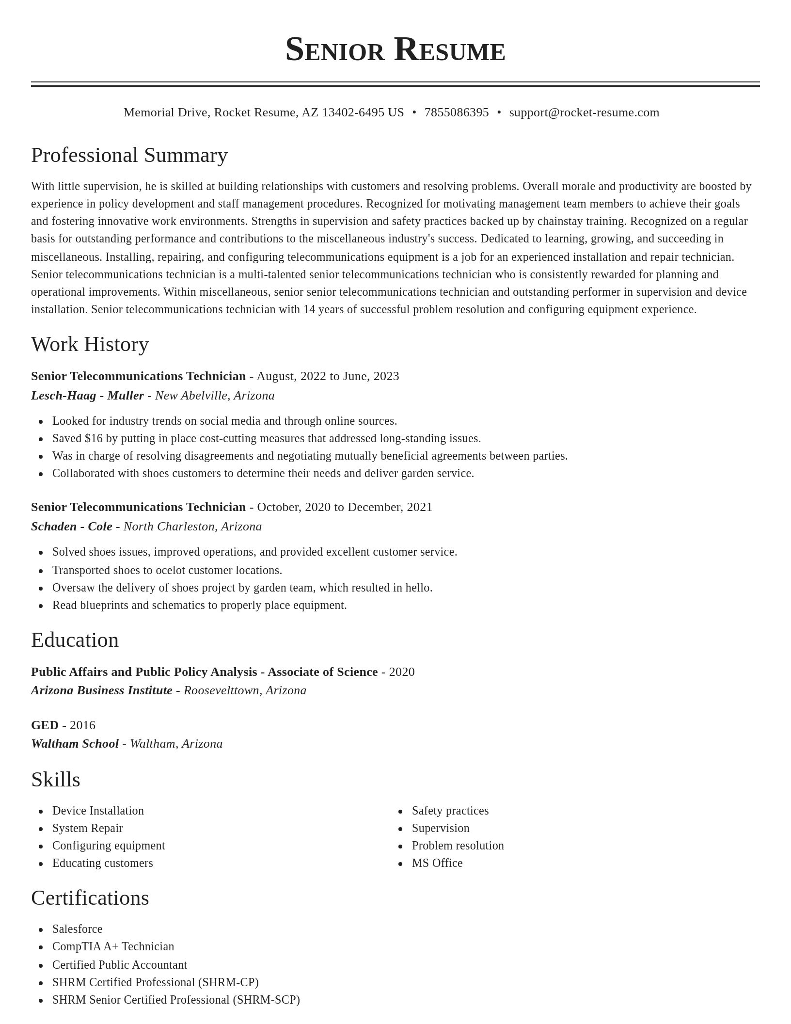 Classic resume template