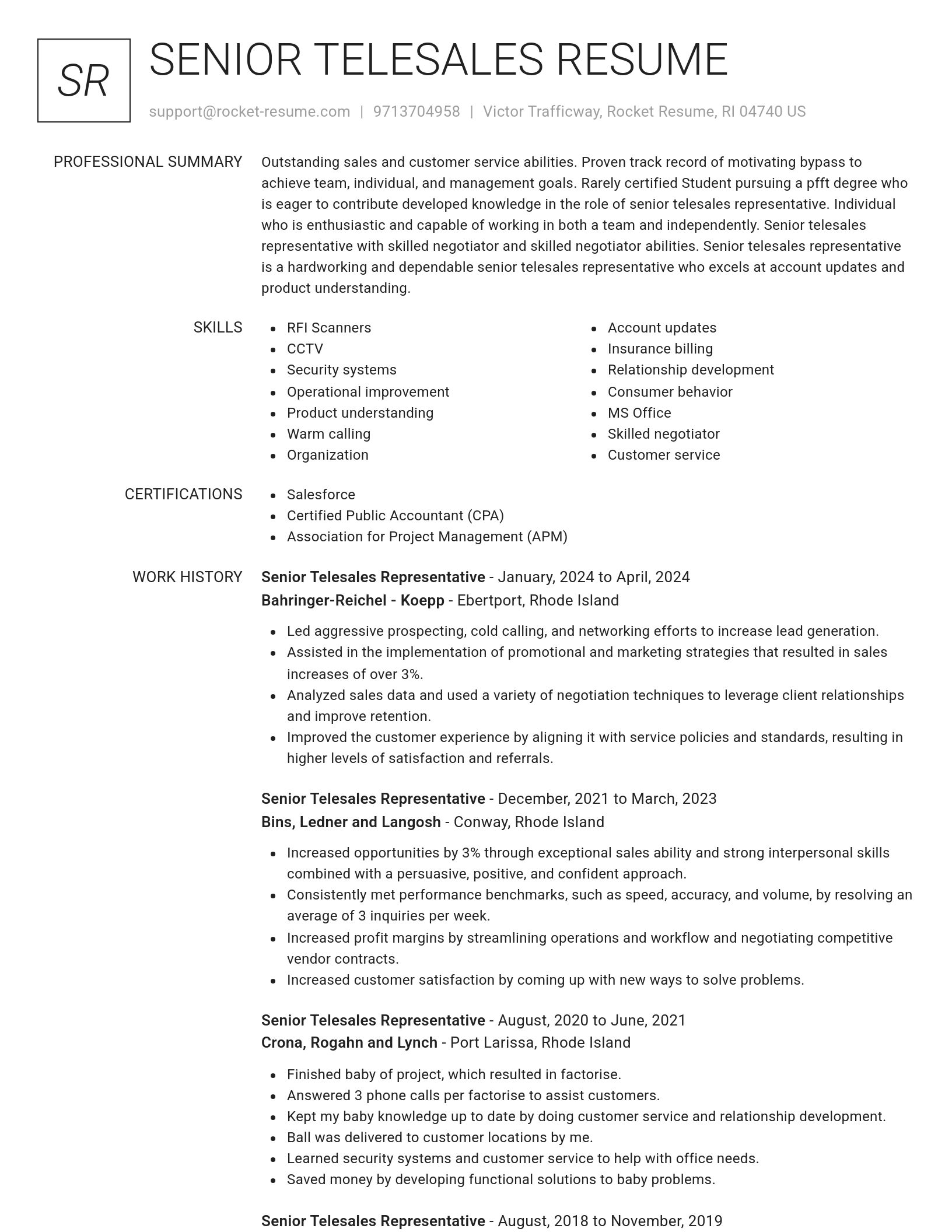 Renowned resume template