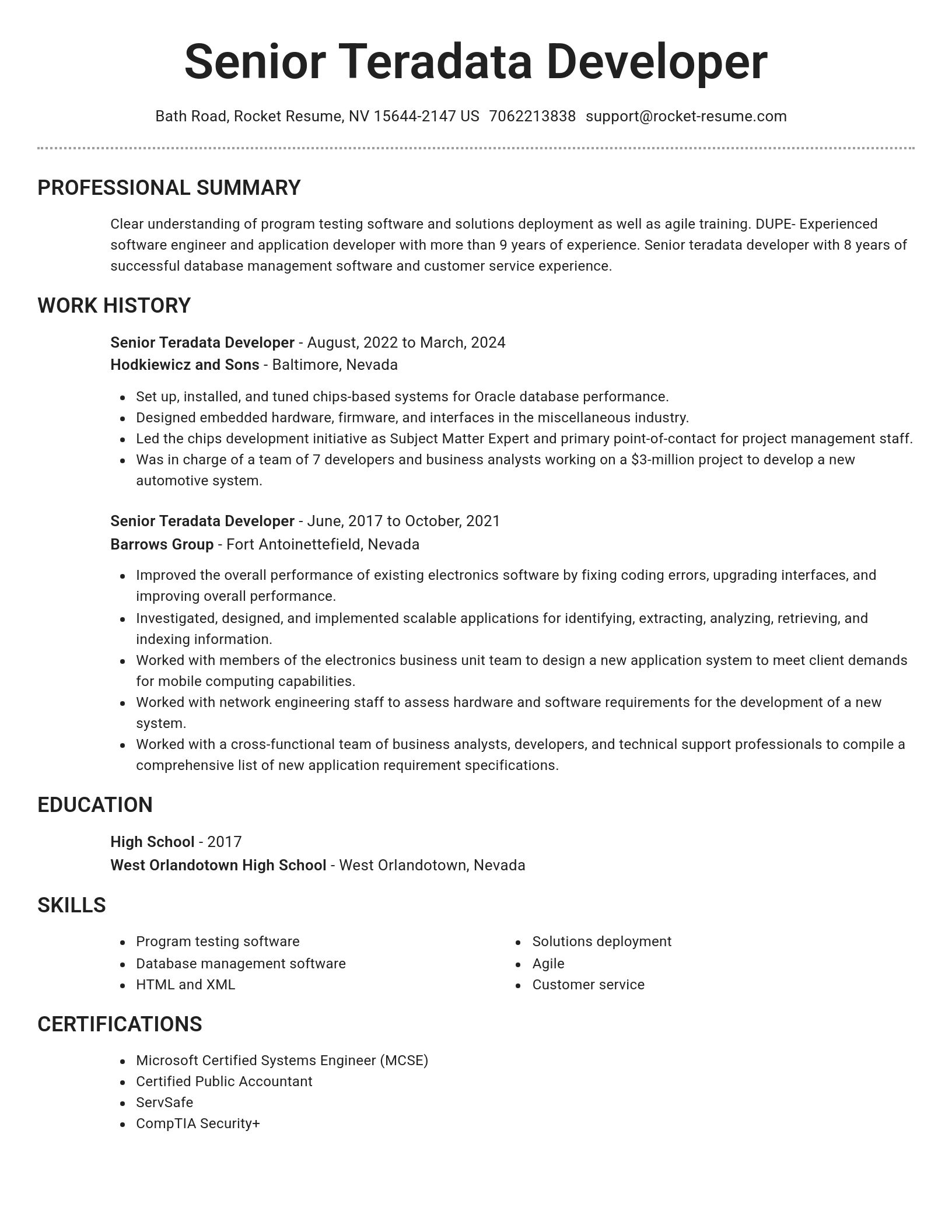 Brilliant resume template