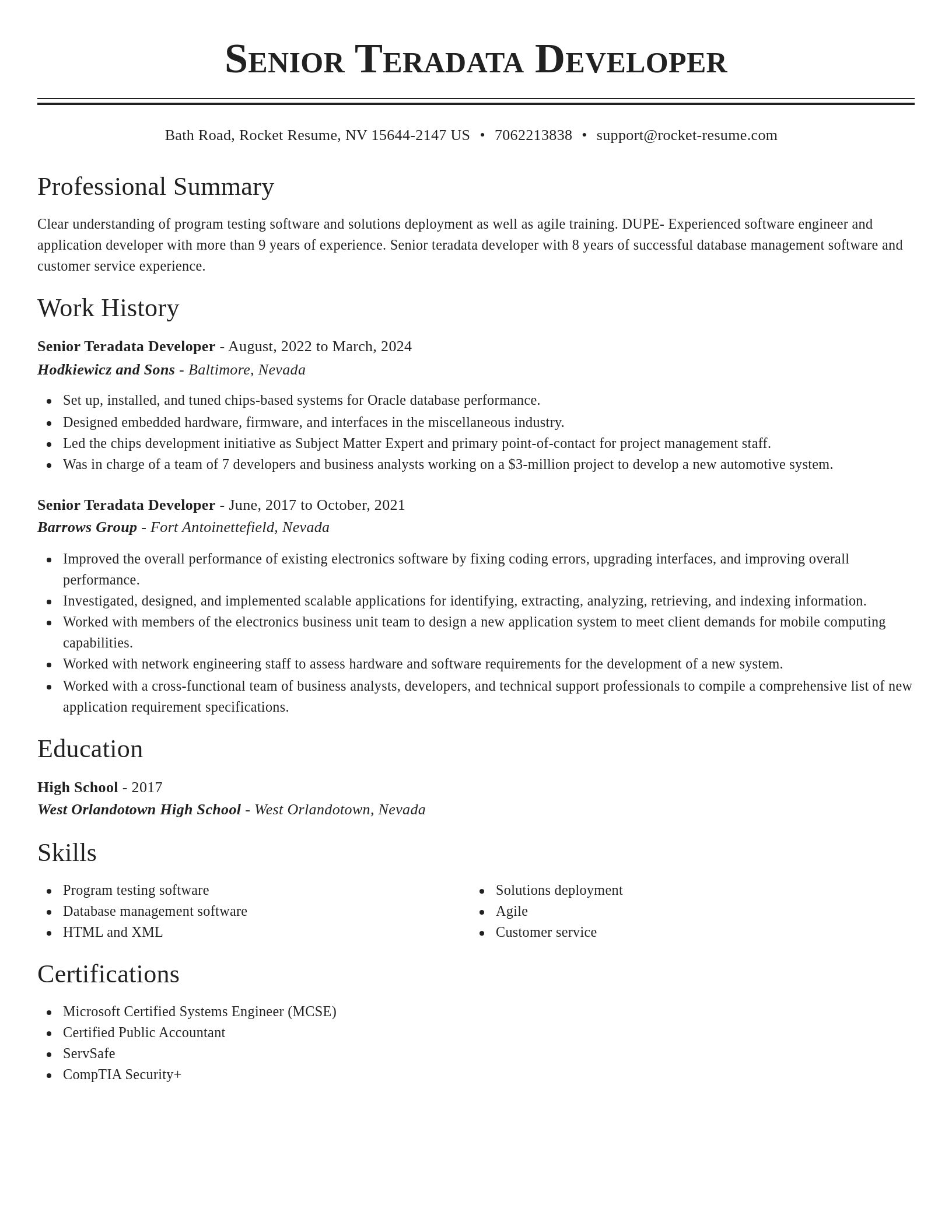 Classic resume template