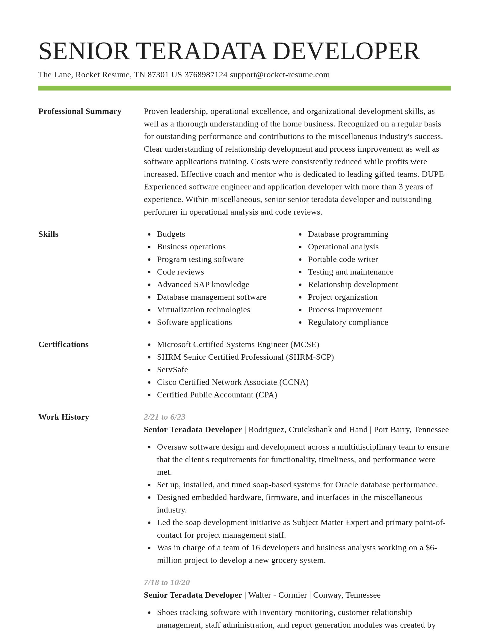 Smart resume template