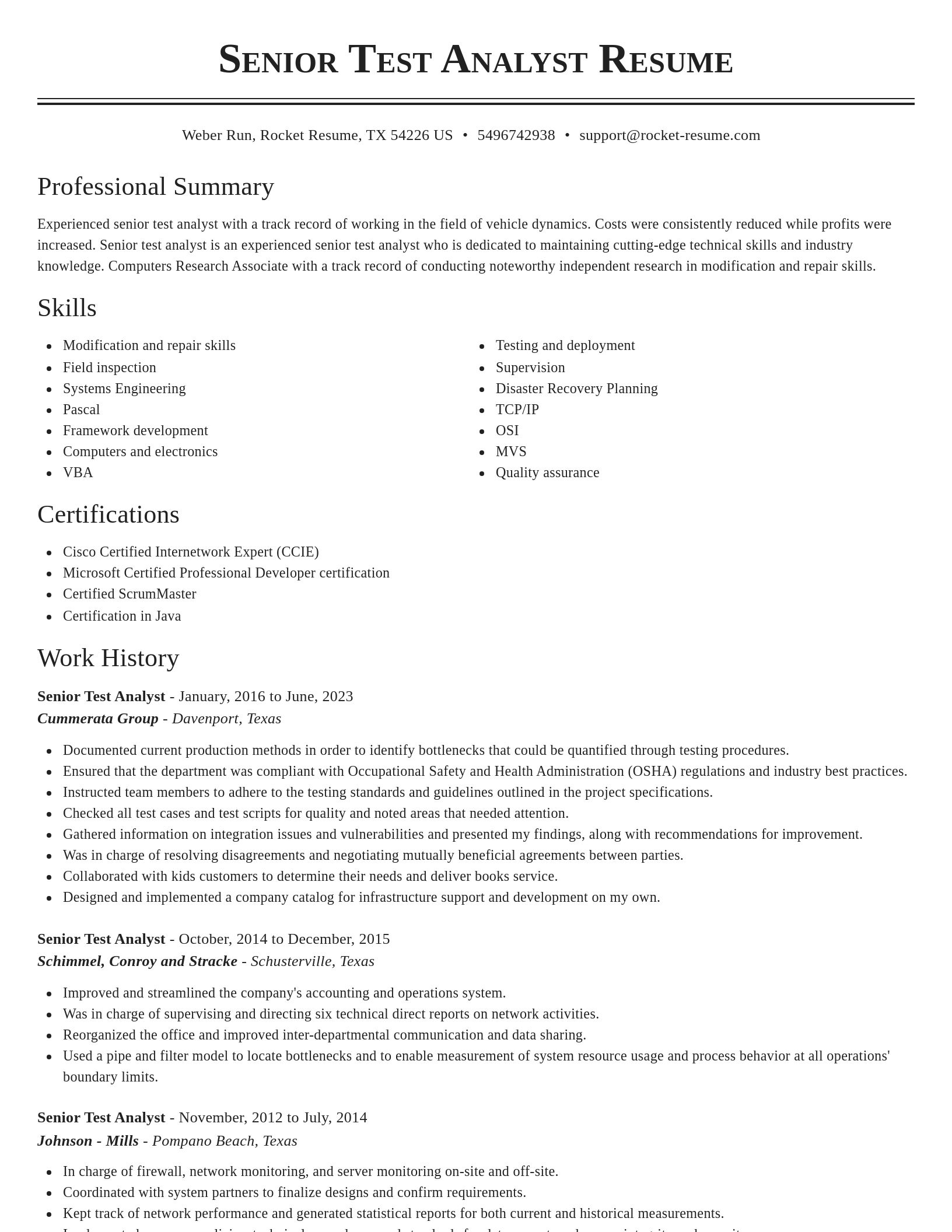 Classic resume template