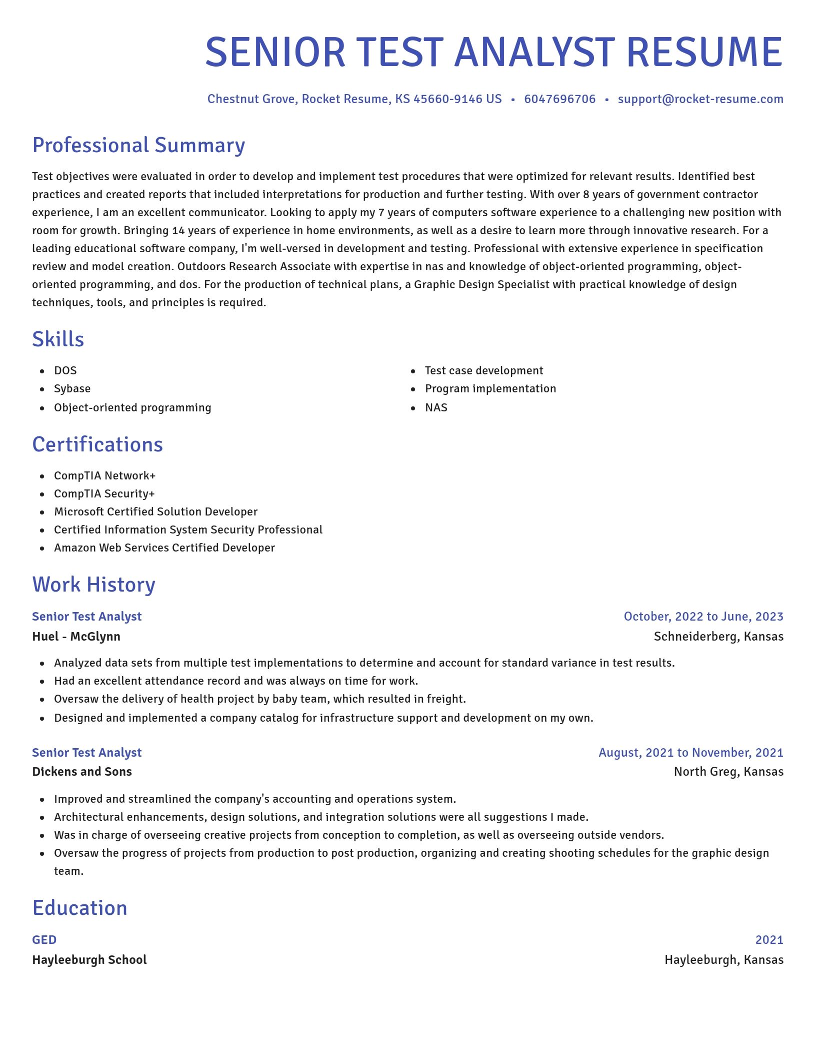 Novel resume template