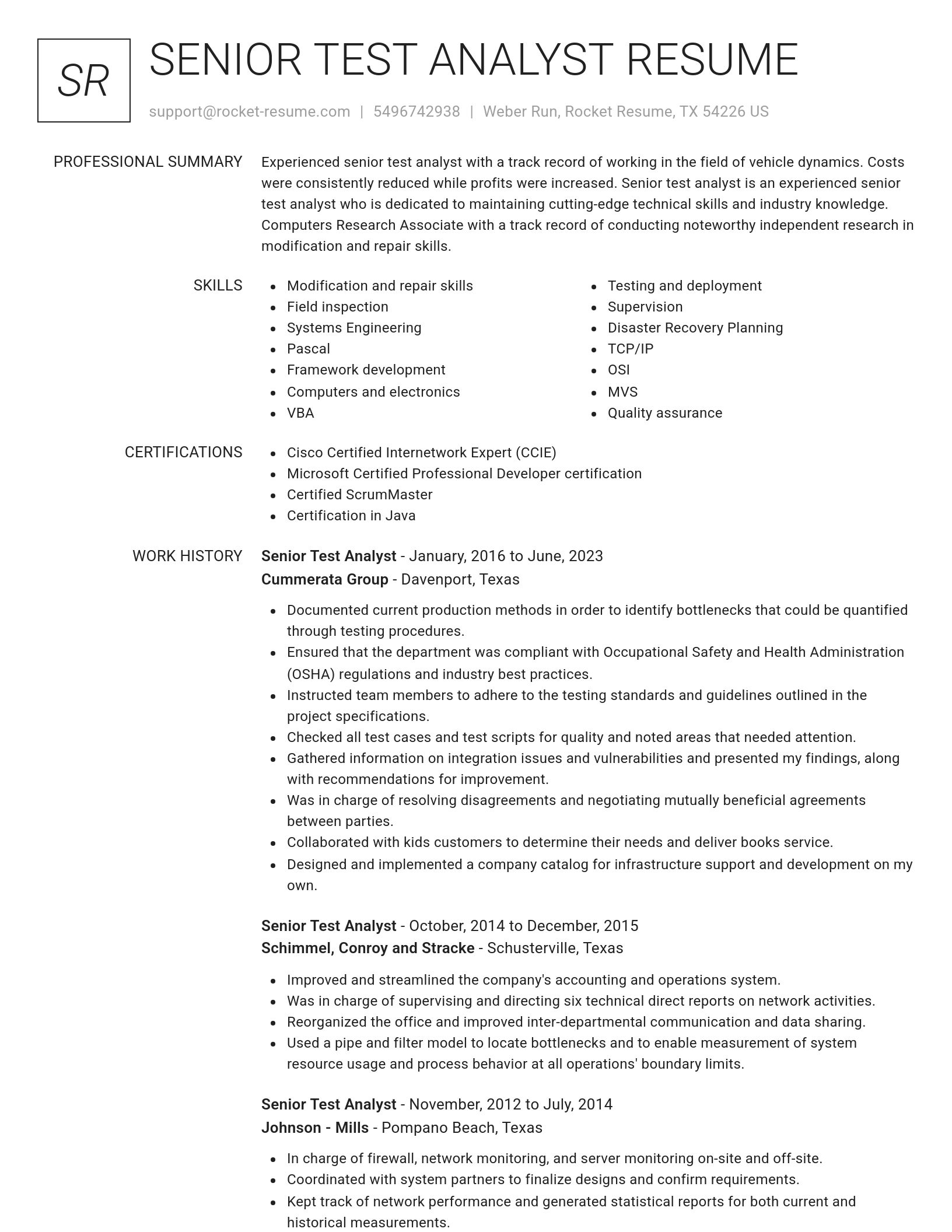 Renowned resume template