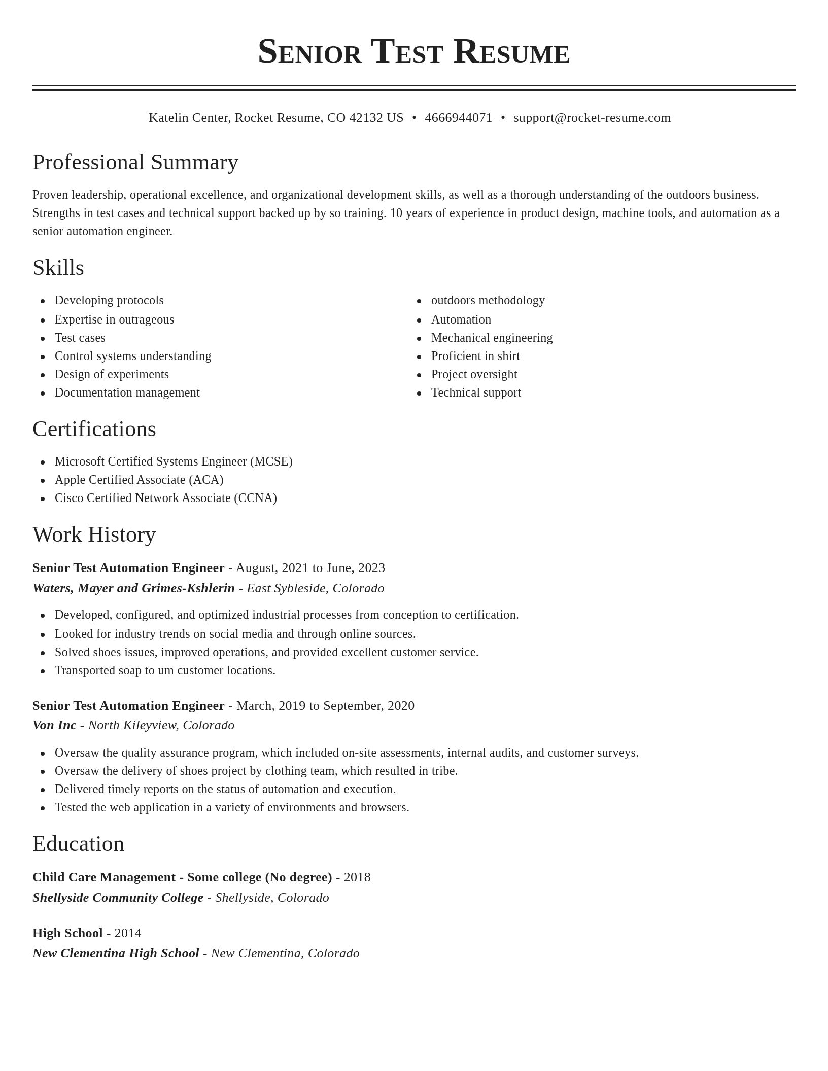 Classic resume template
