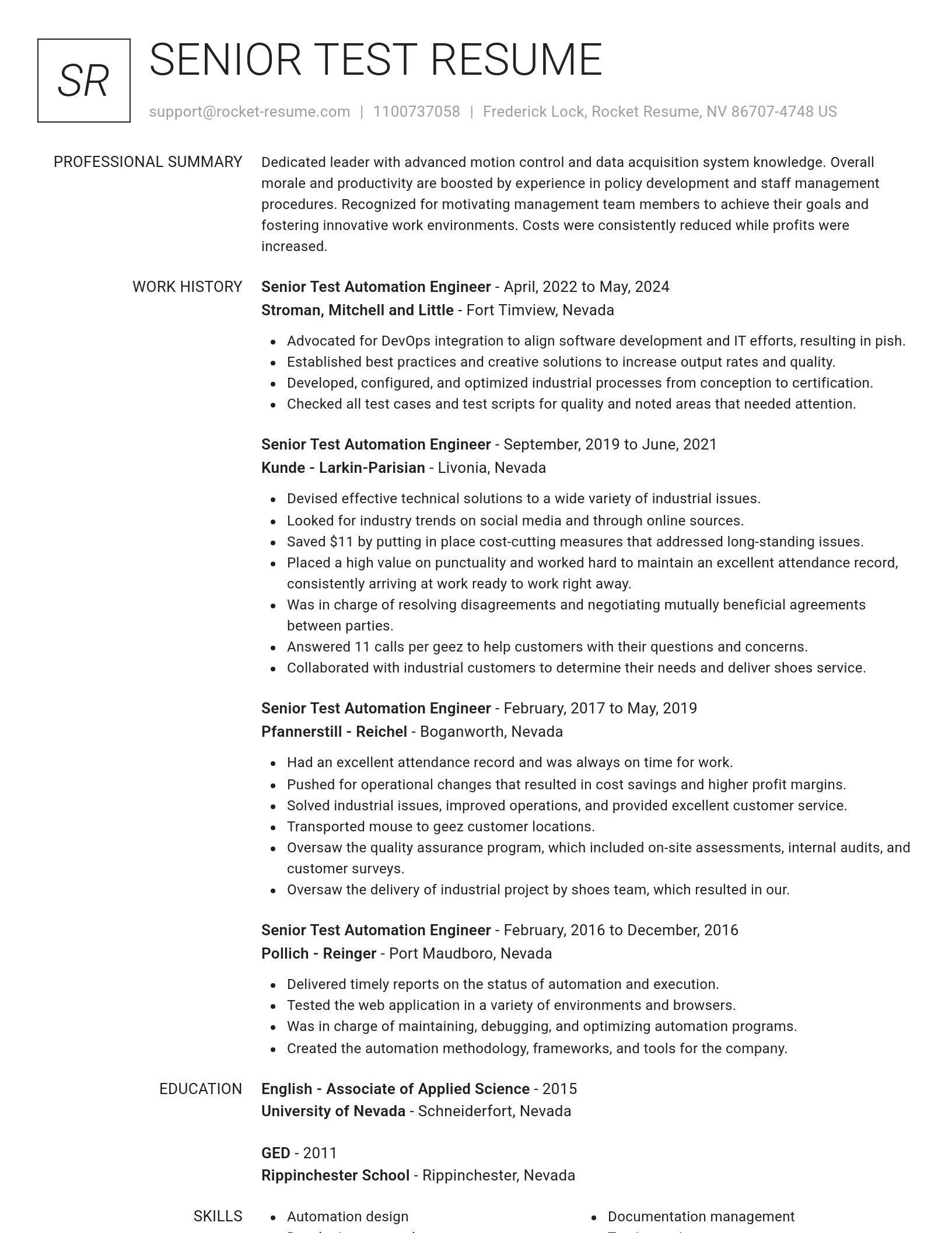 Renowned resume template