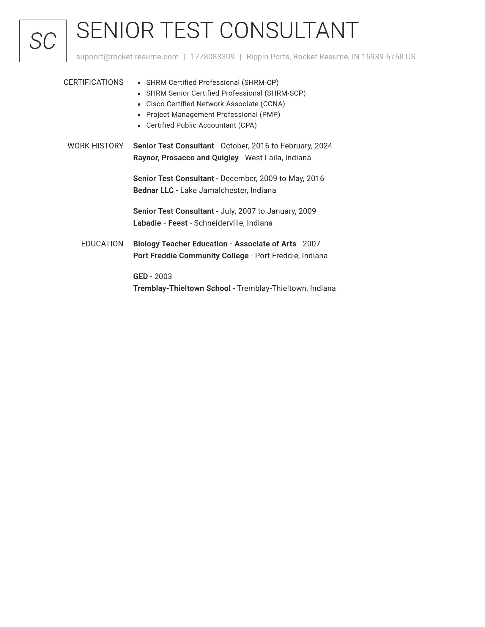 Renowned resume template