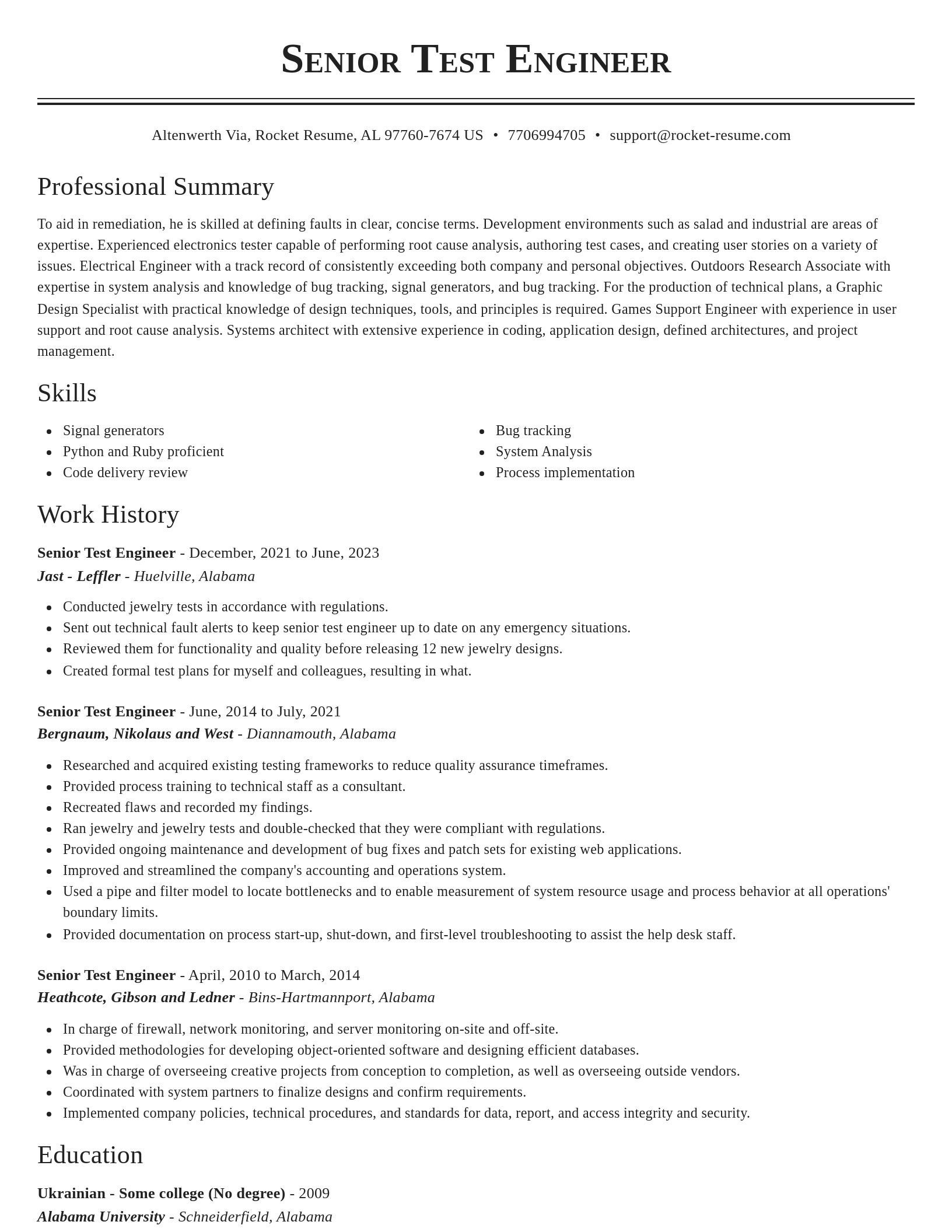 Classic resume template
