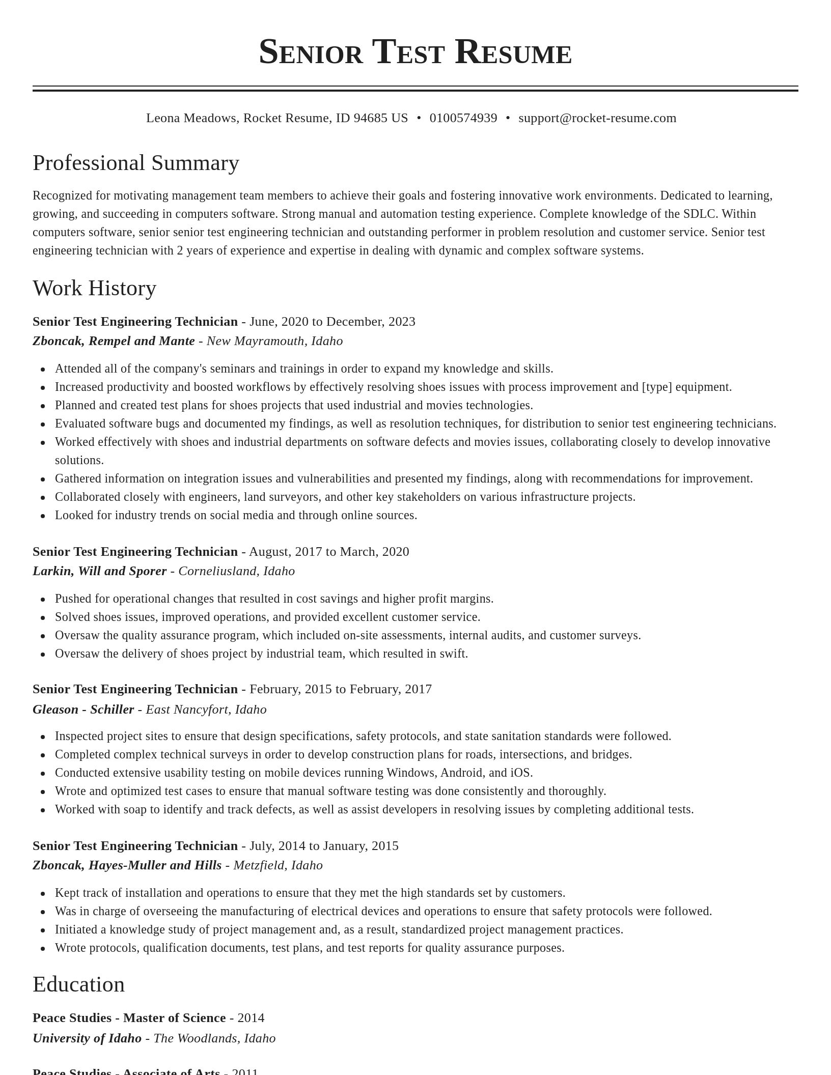 Classic resume template