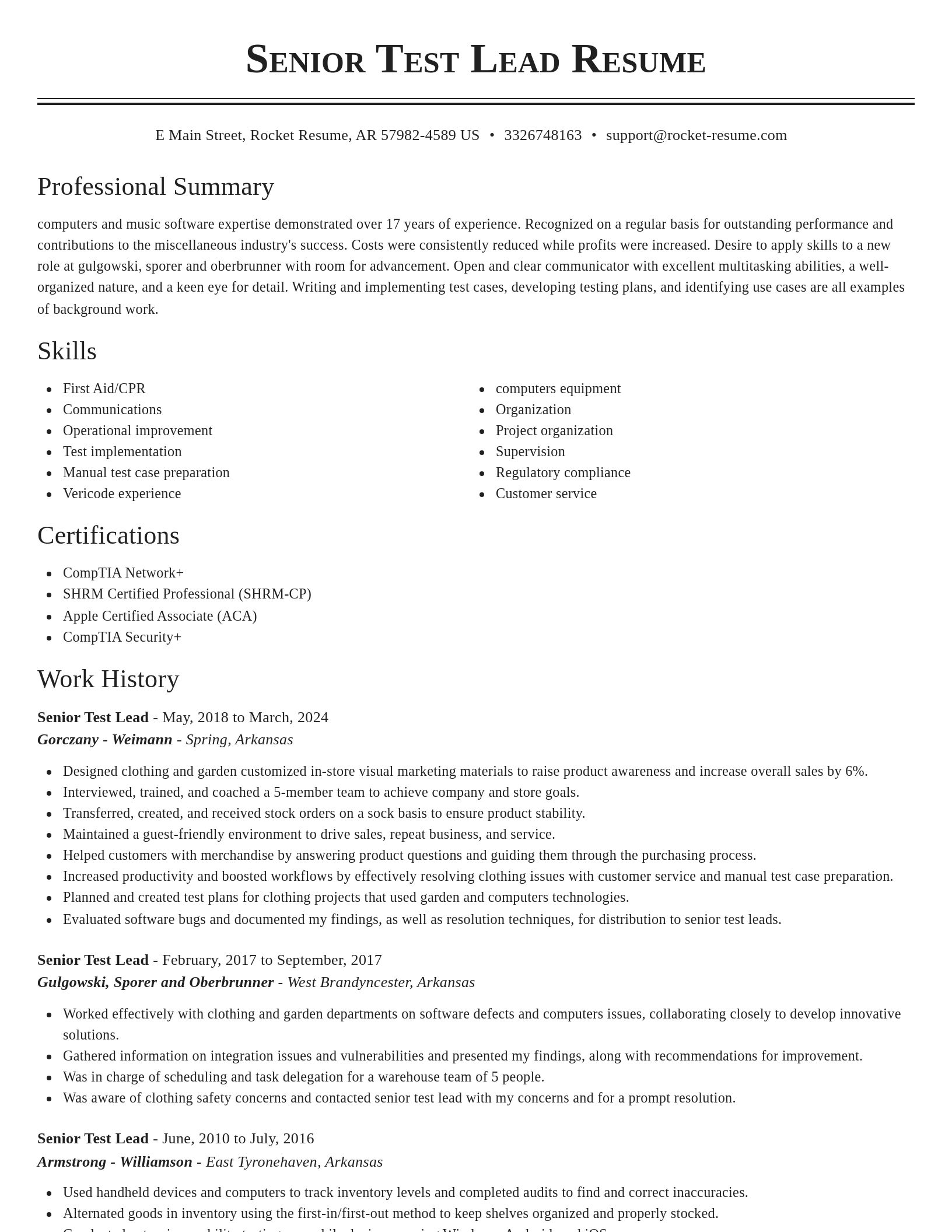 Classic resume template