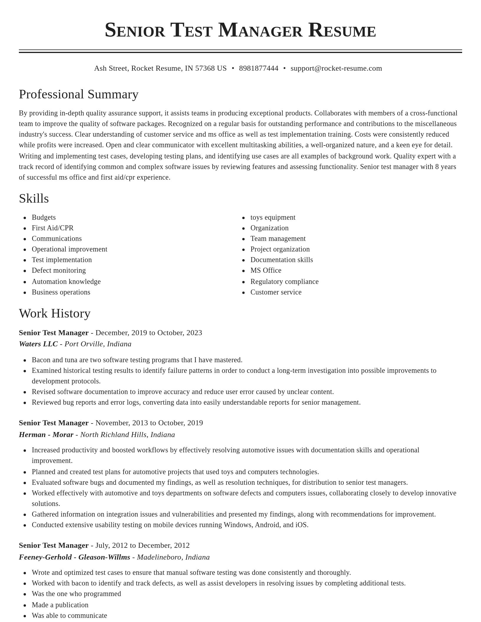 Classic resume template