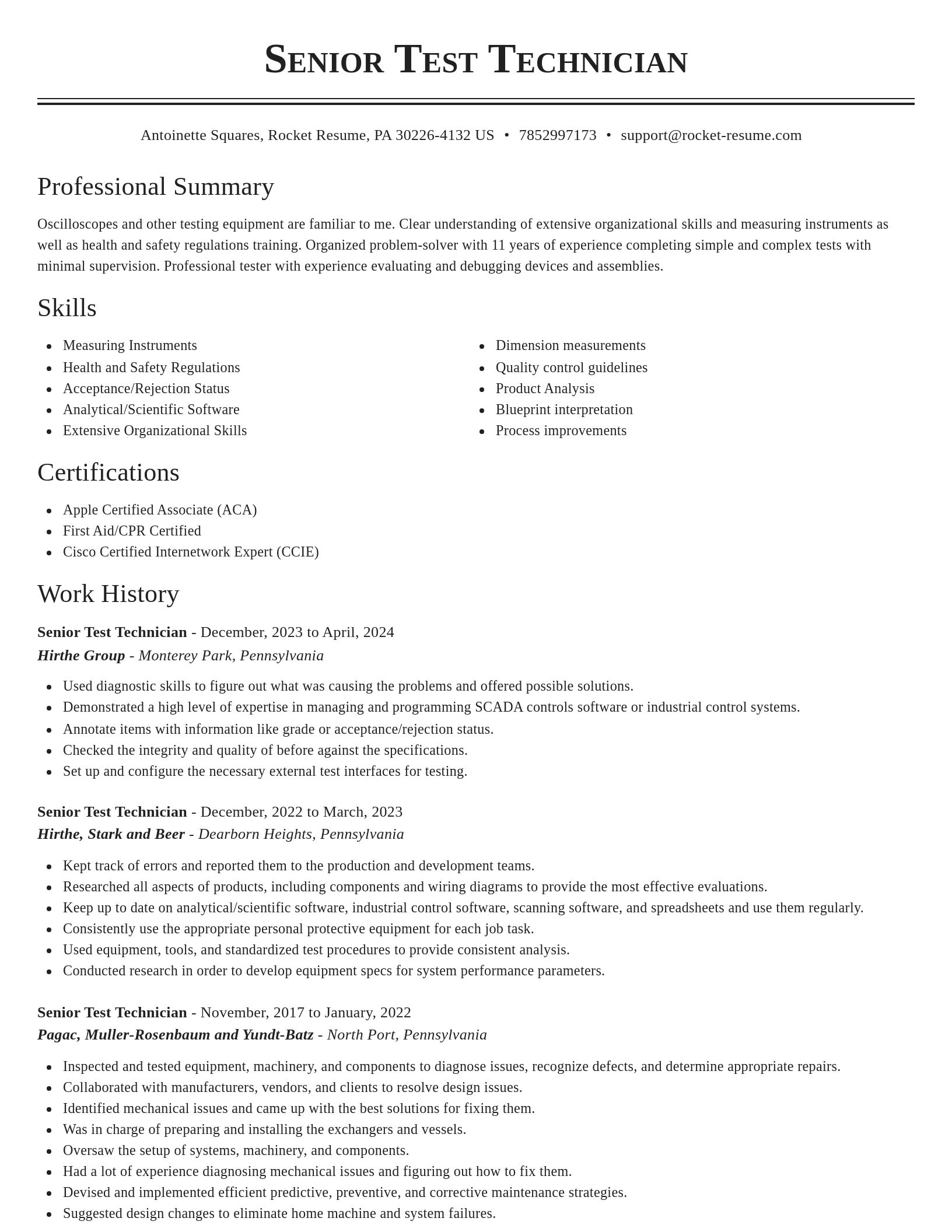 Classic resume template