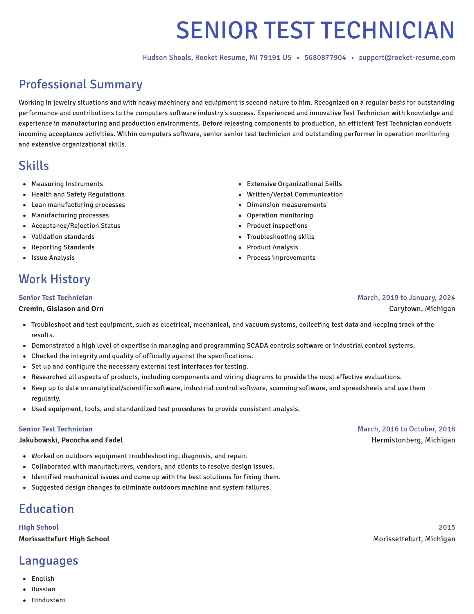 Novel resume template