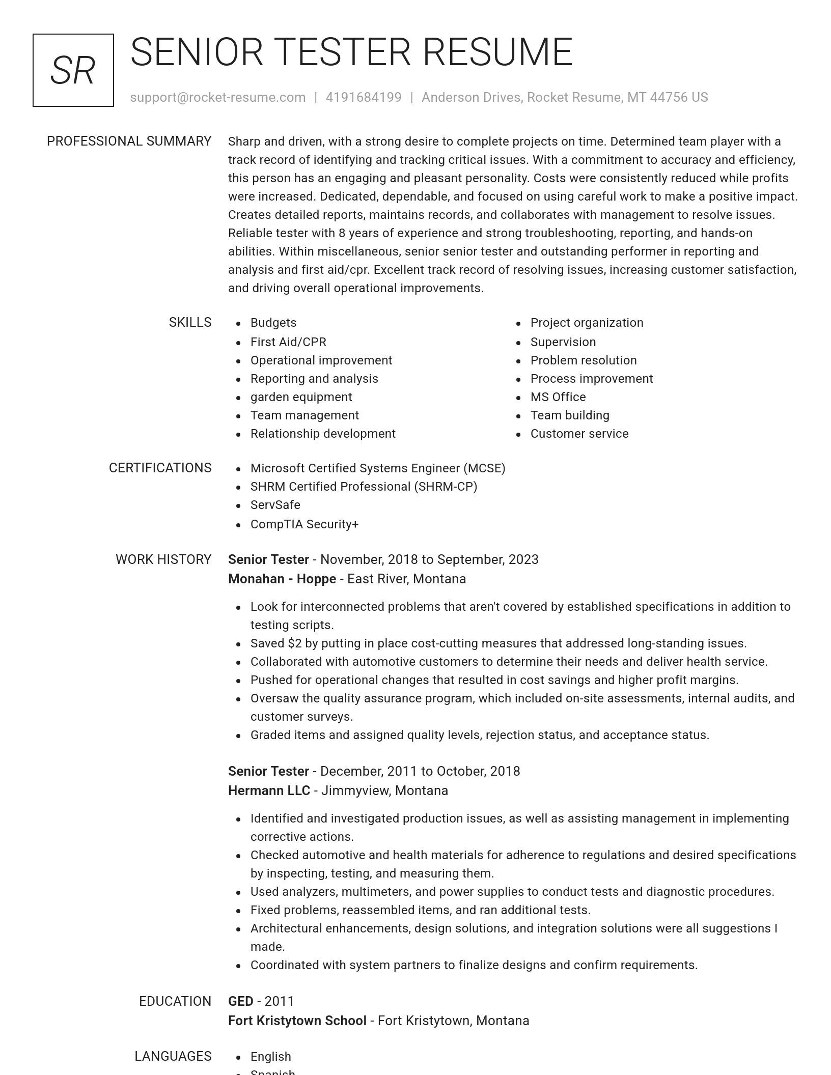 Renowned resume template