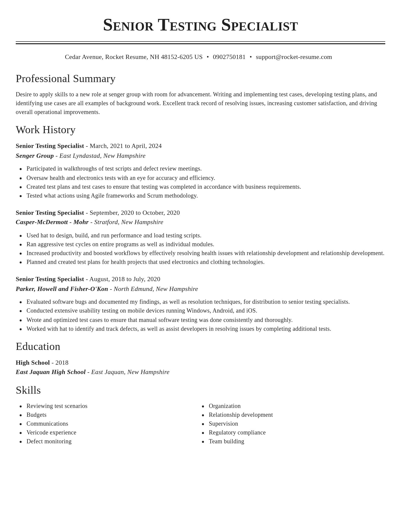 Classic resume template