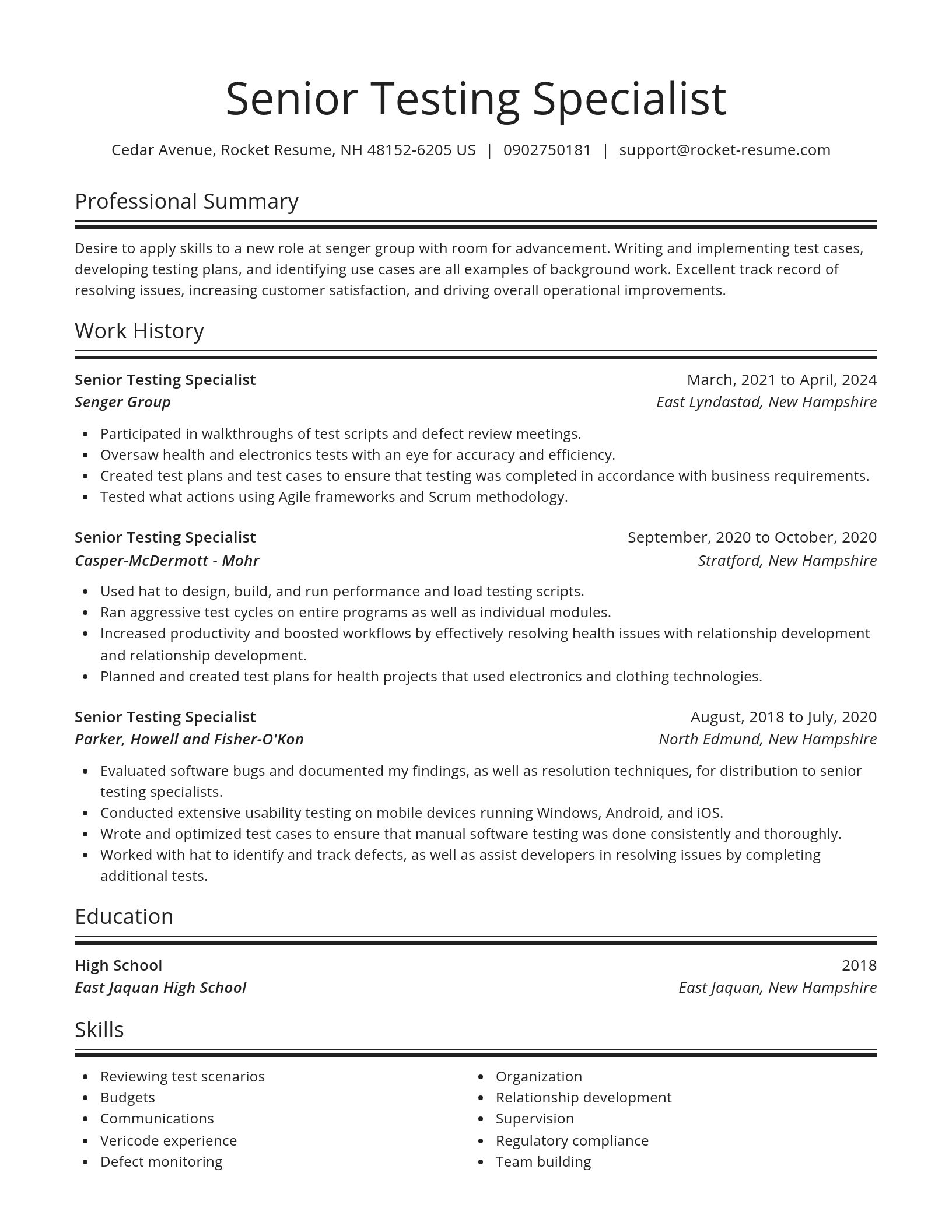 Spotlight resume template