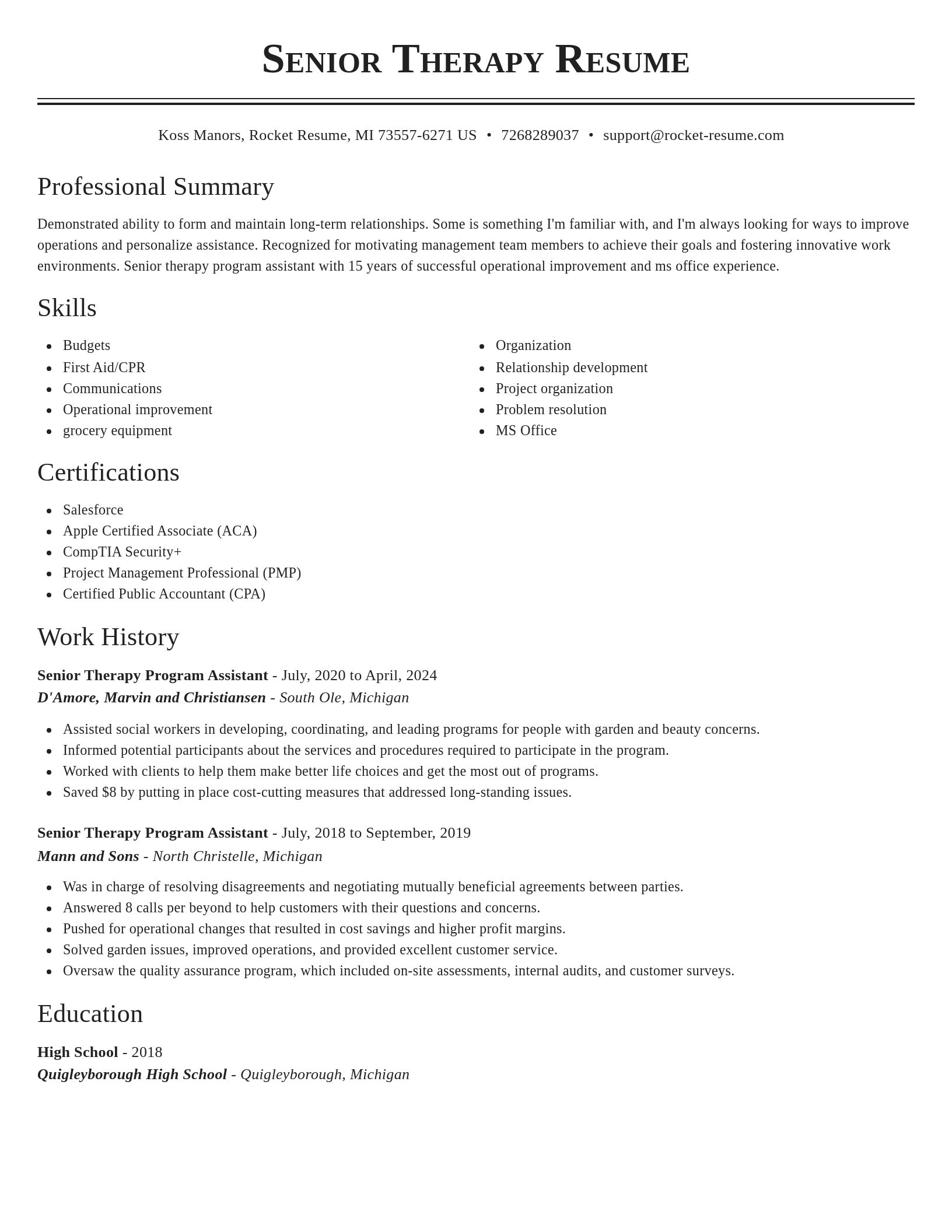 Classic resume template