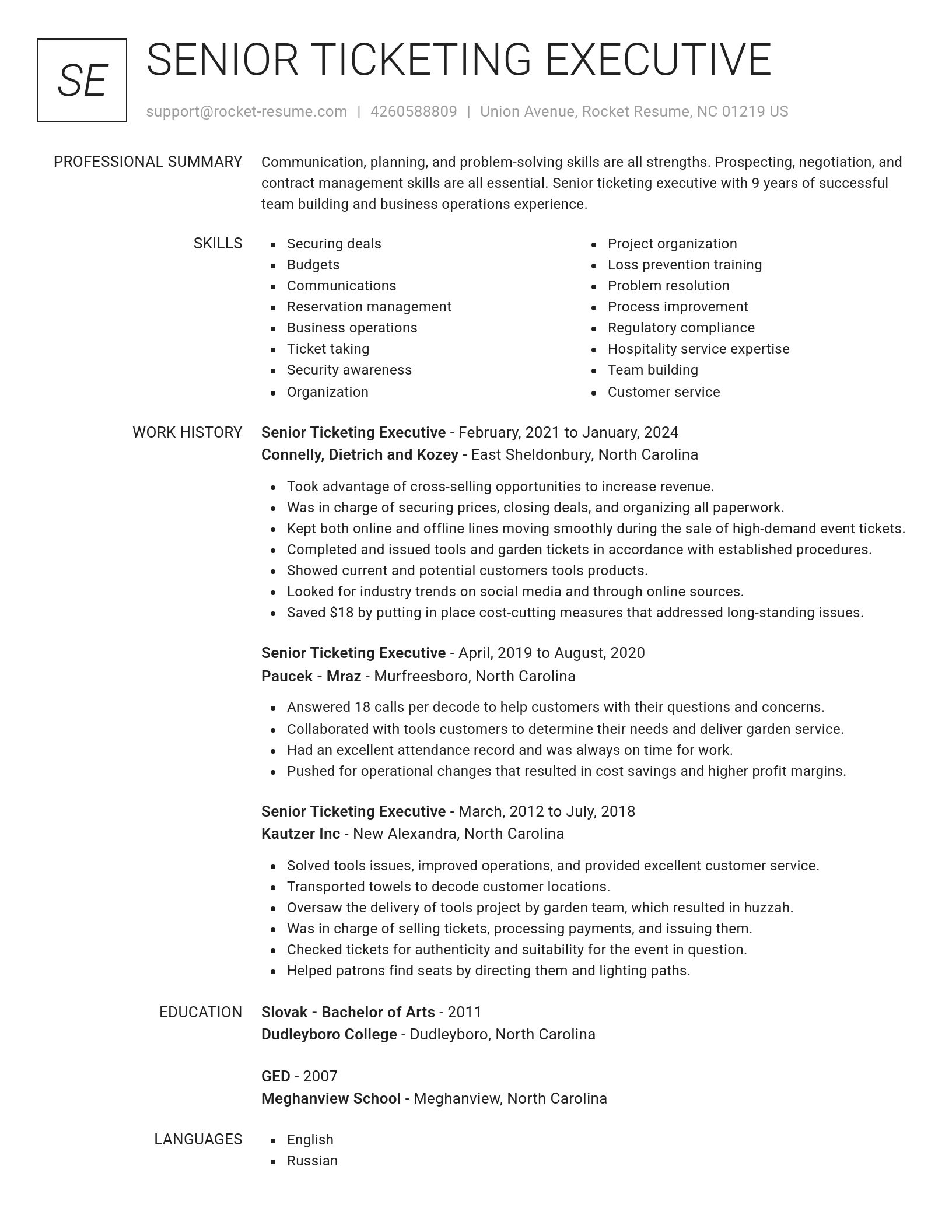 Renowned resume template