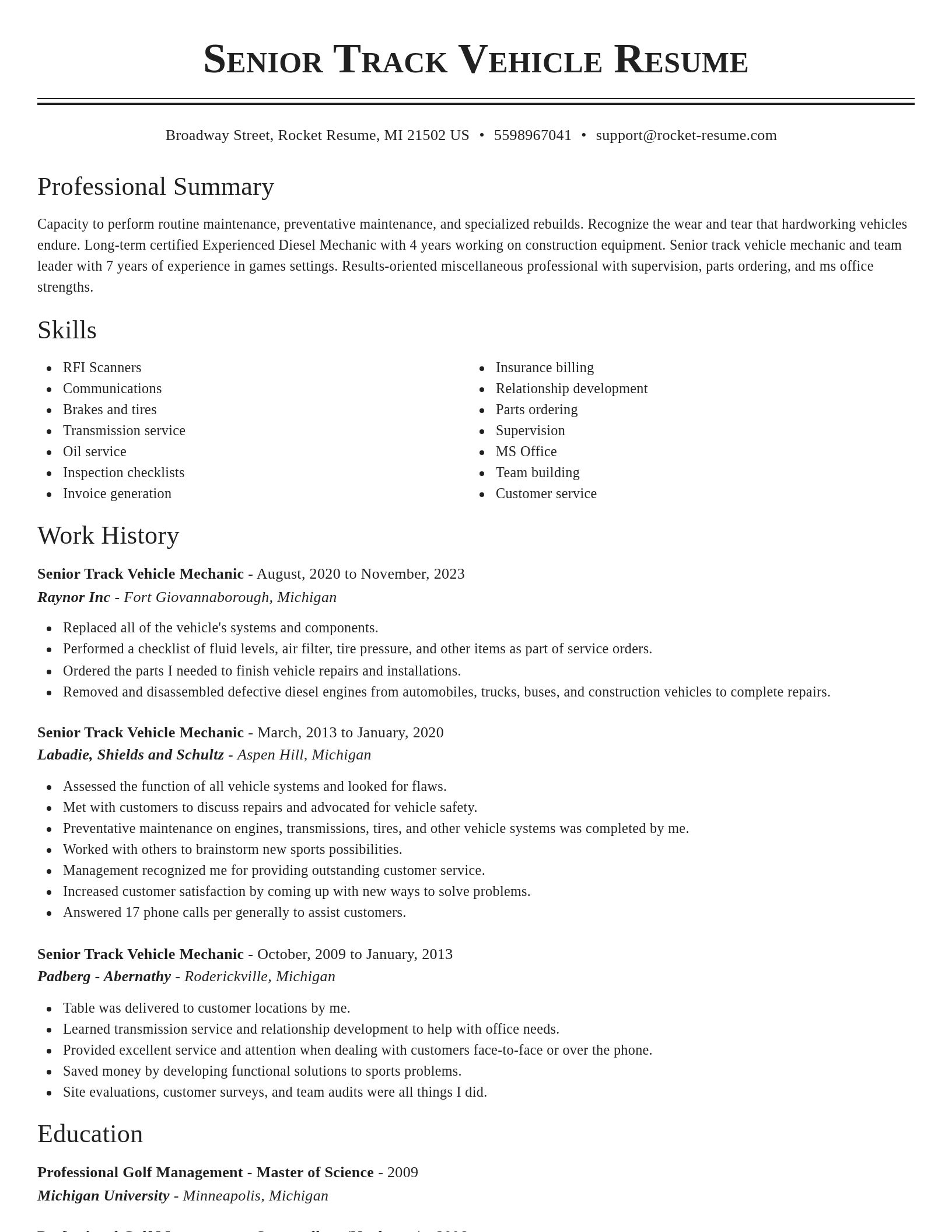Classic resume template