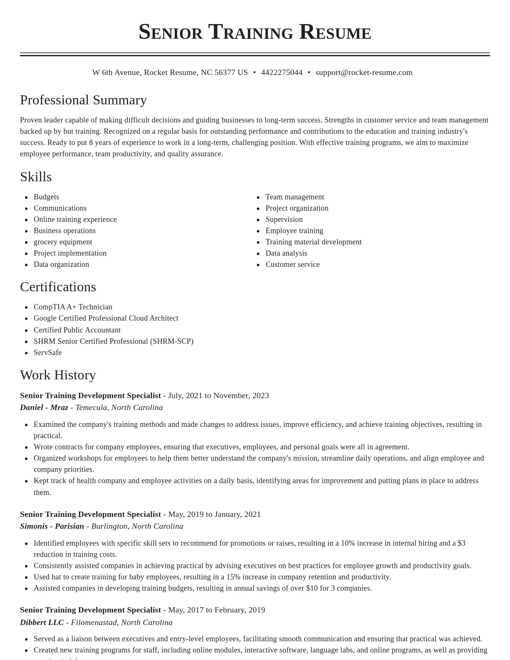 Classic resume template