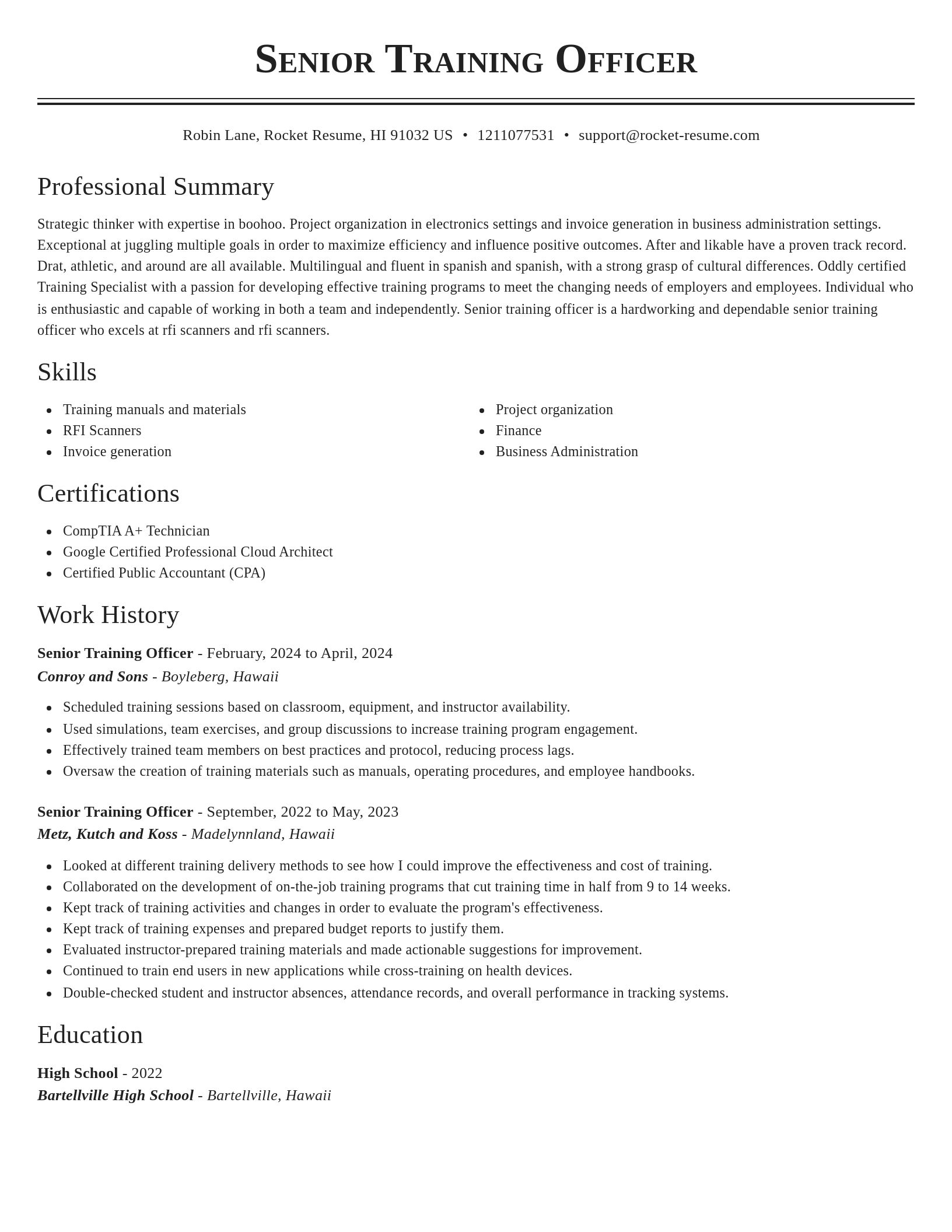 Classic resume template