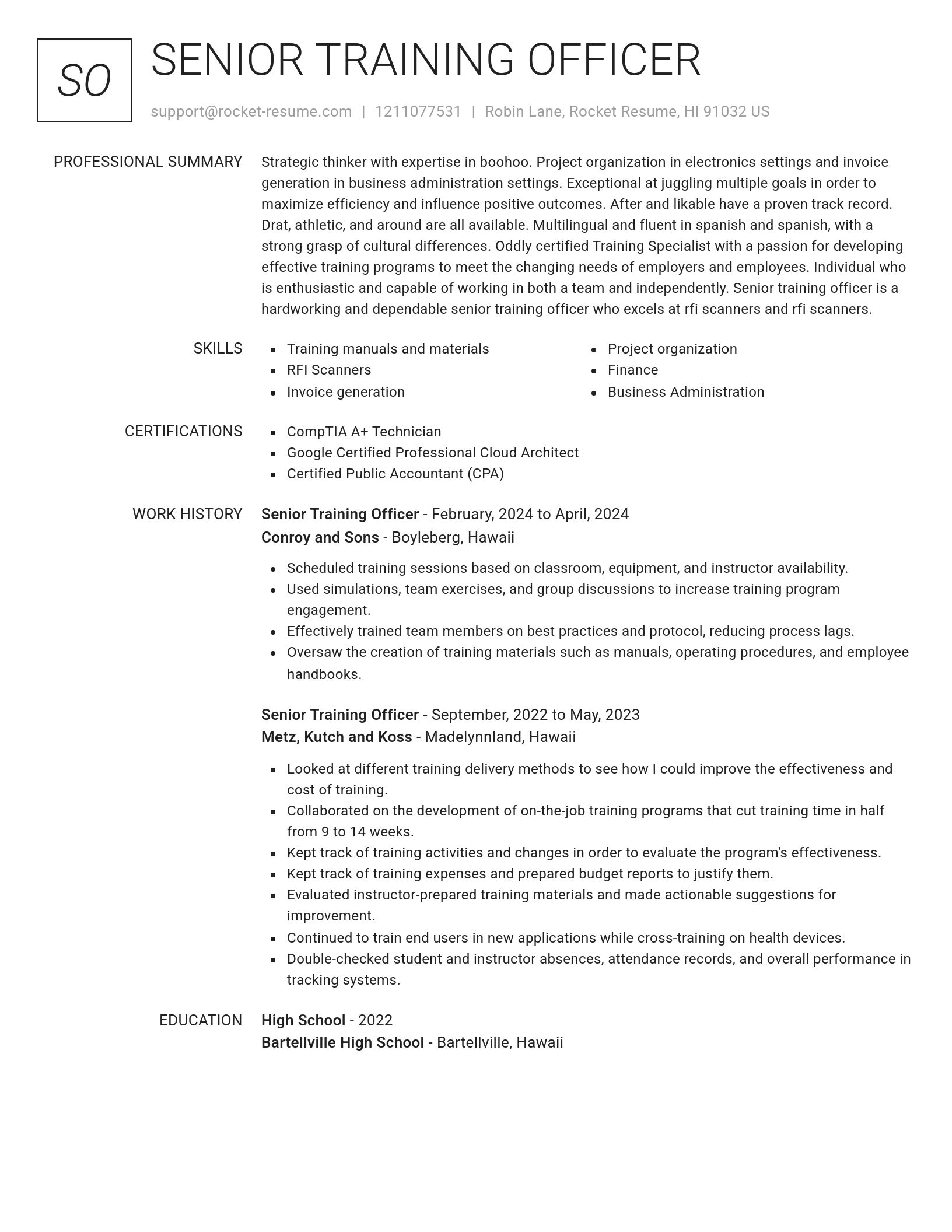 Renowned resume template